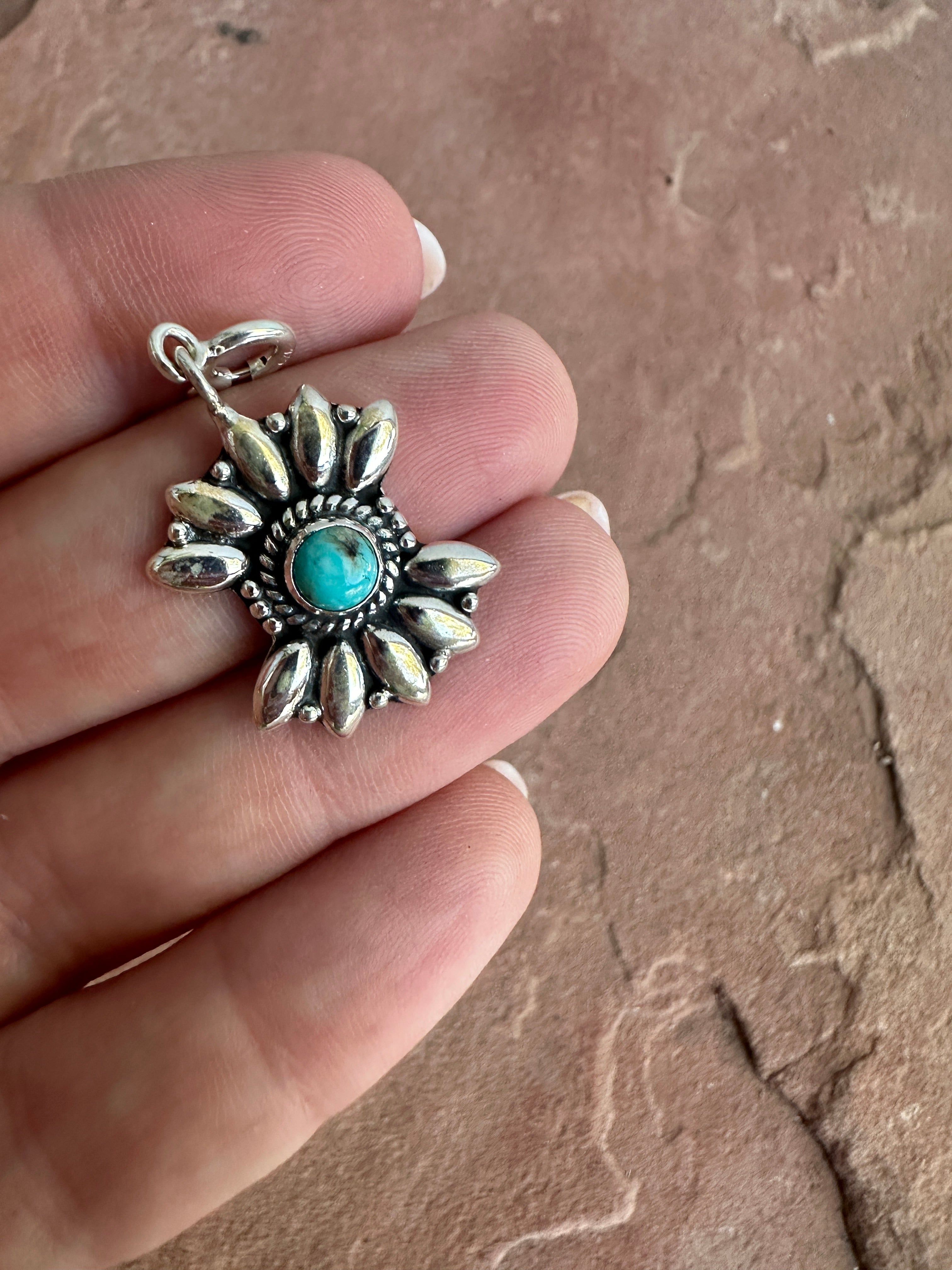 Handmade Sterling Silver & Turquoise Silver Charm