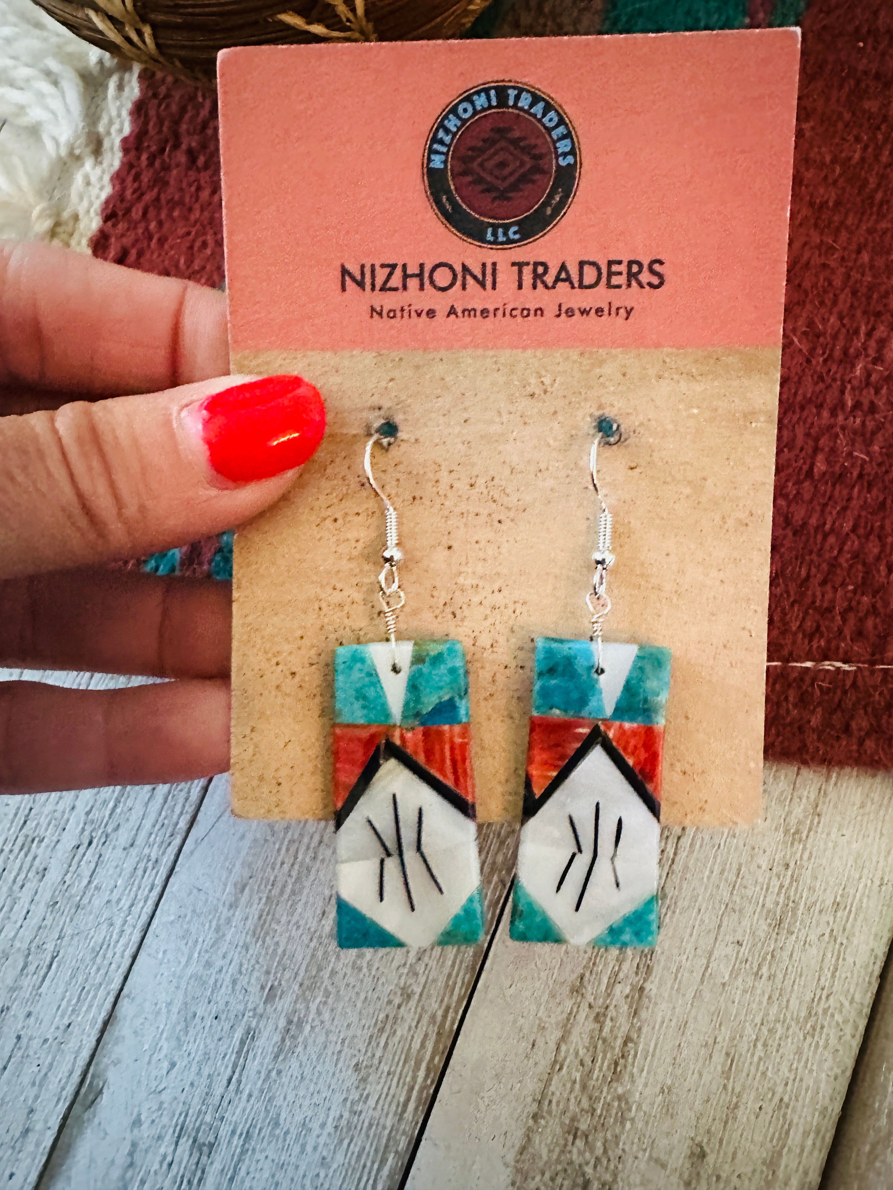 Santo Domingo Multi Stone Inlay Dangle Earrings