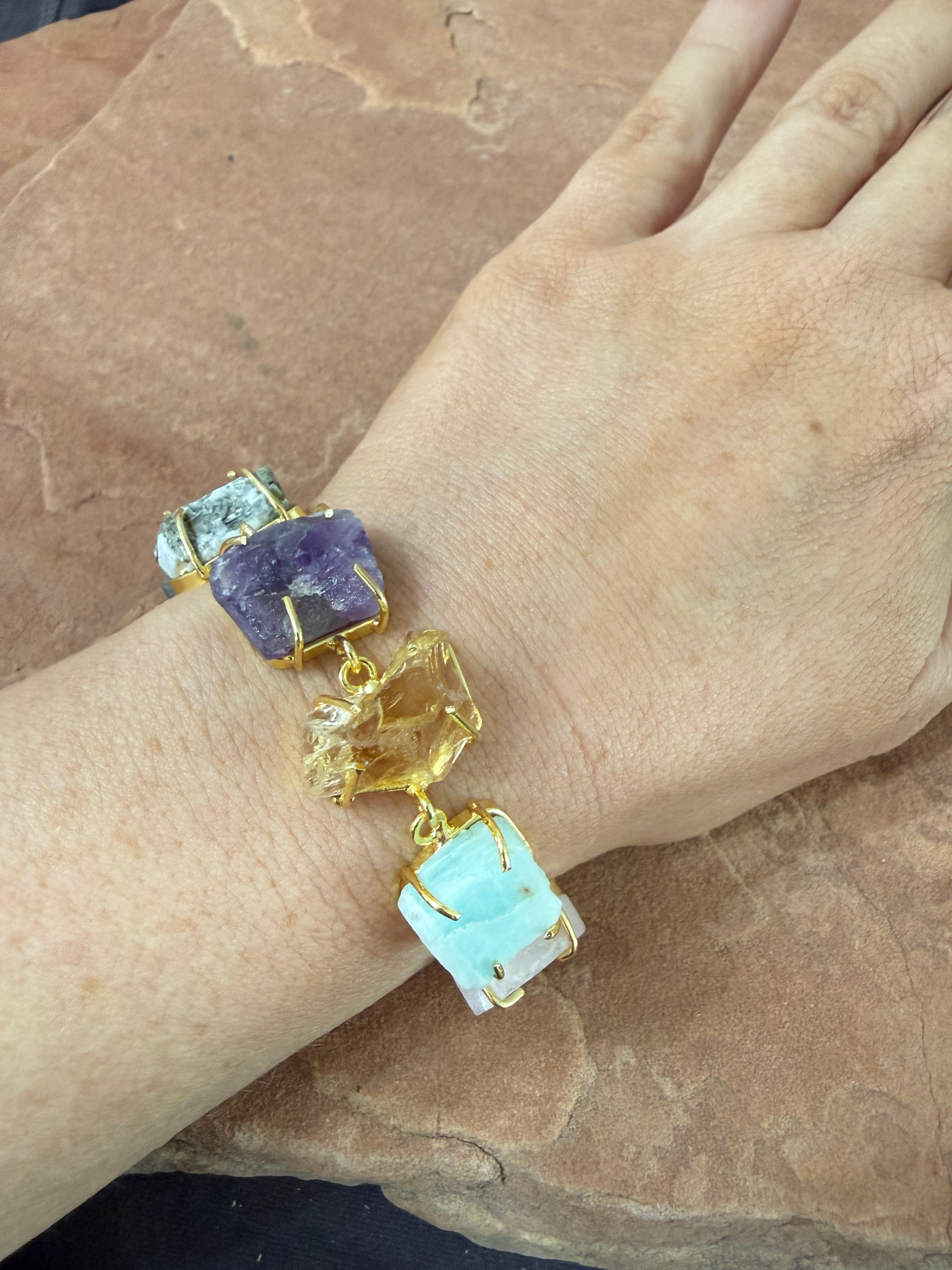 “The Golden Collection” Moonlight Harmony Handmade Gold Plated Gemstone Bracelets style 1