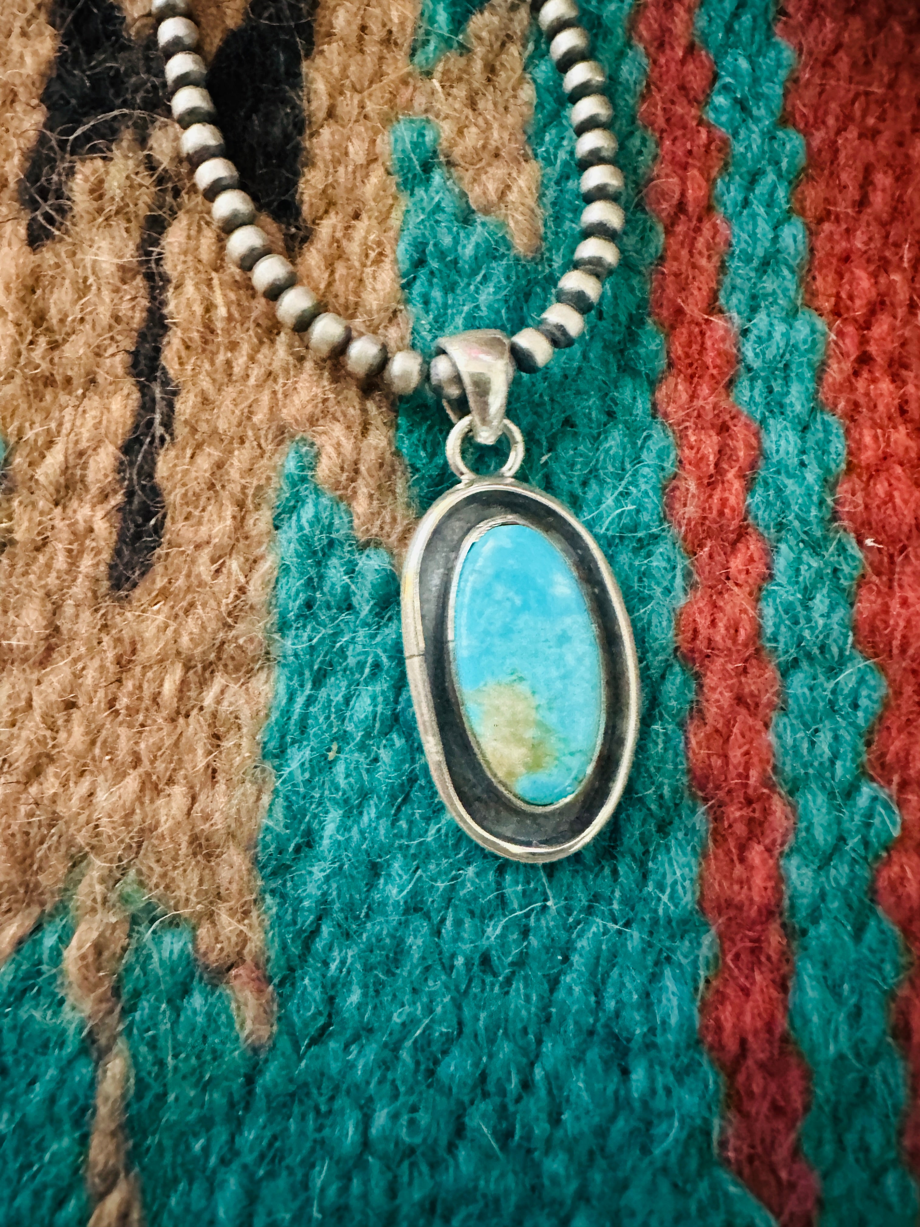 Navajo Turquoise & Sterling Silver Shadowbox Pendant