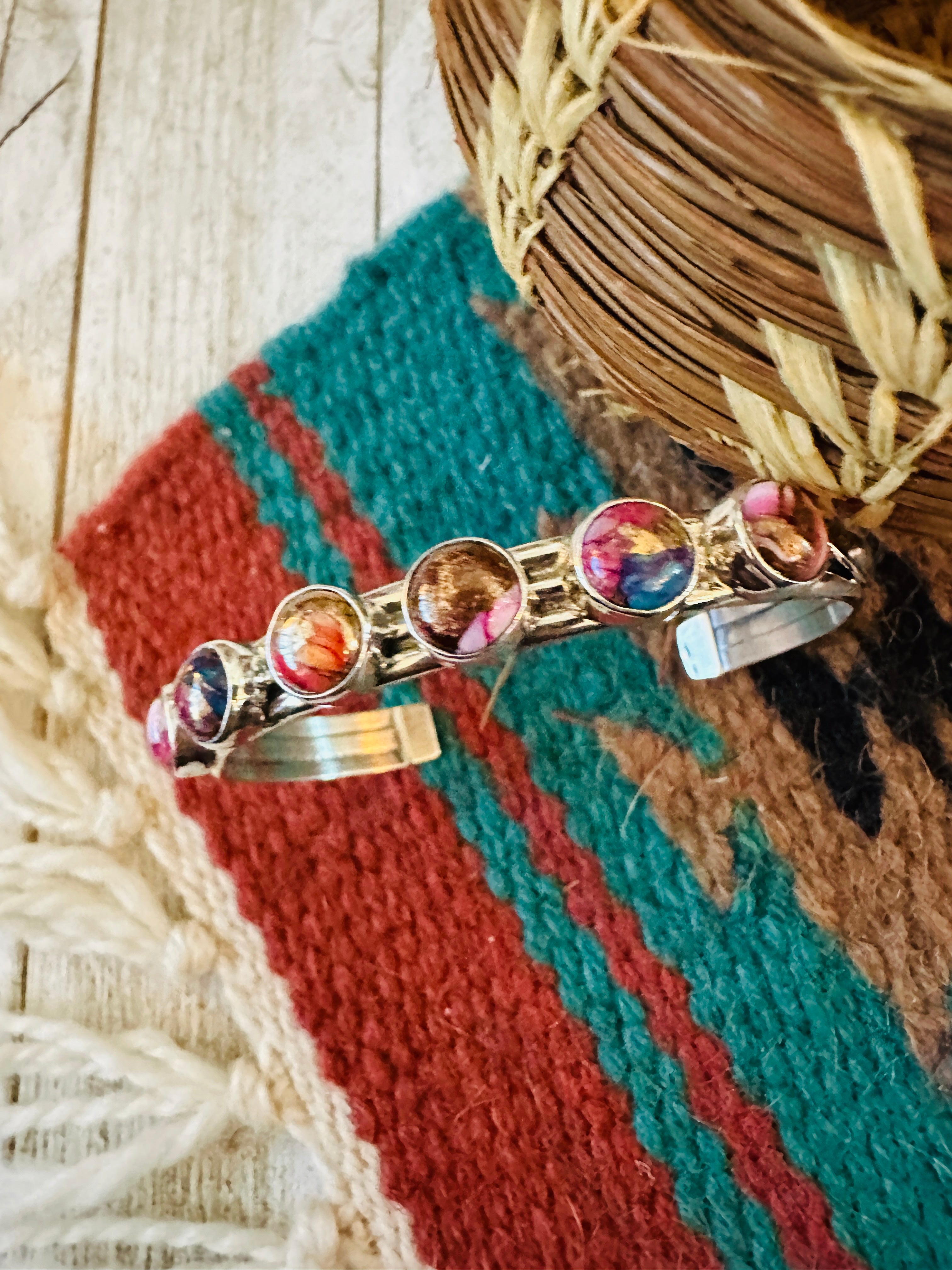 Handcrafted Sterling Silver & Pink Dream Mojave Cuff Bracelet