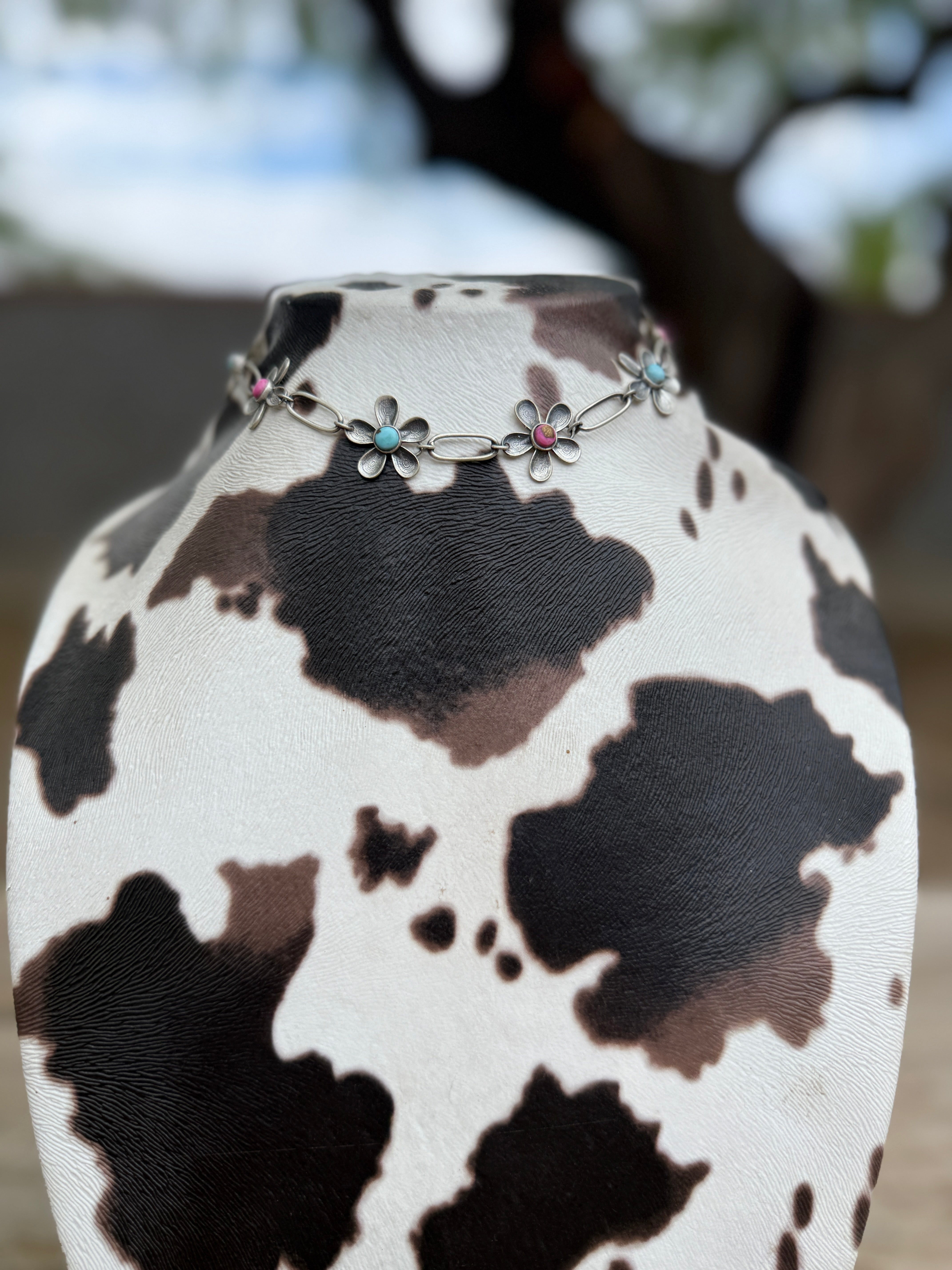 Handmade Sterling Silver Daisy Necklace Earrings & Bracelet Set Signed Nizhoni