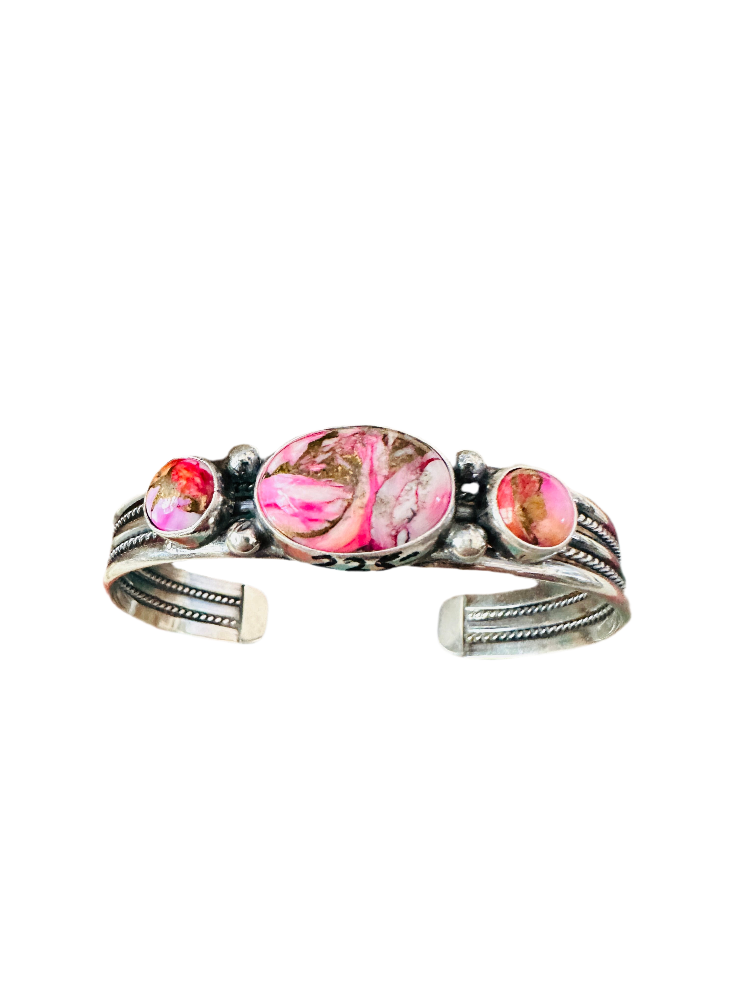 Handcrafted Sterling Silver & Pink Mojave Cuff Bracelet