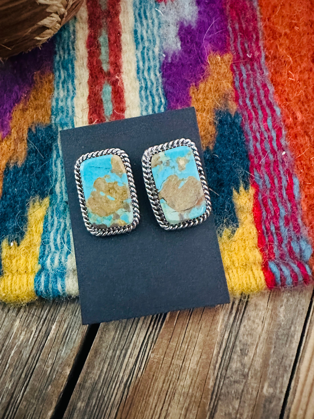 Handcrafted Turquoise & Sterling Silver Post Earrings