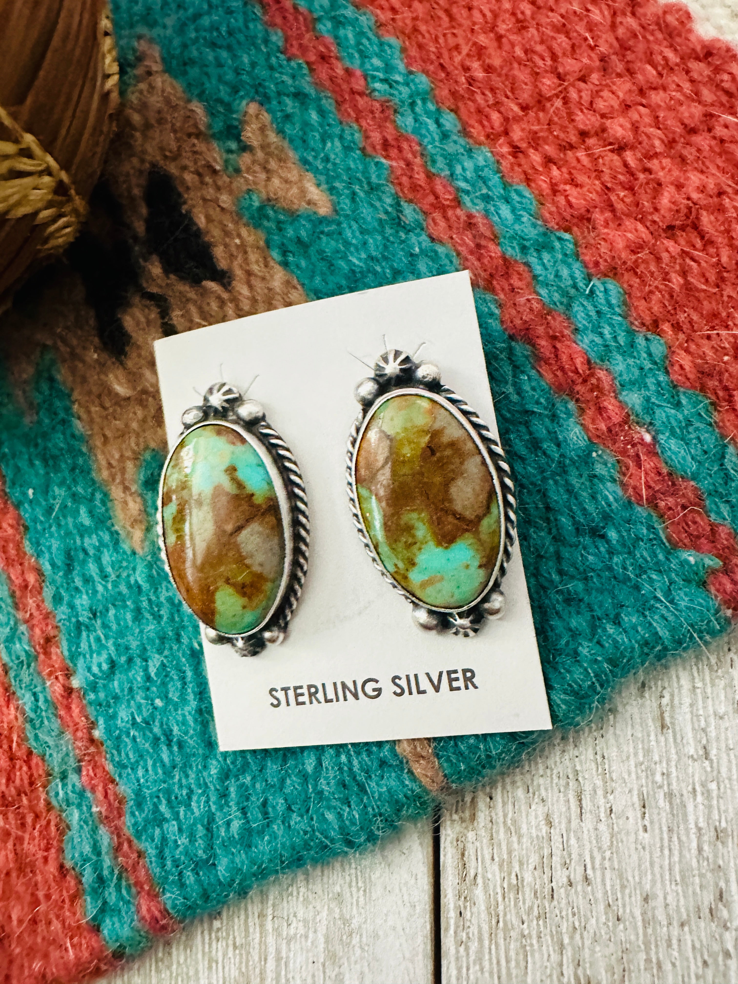 Handcrafted Turquoise & Sterling Silver Post Earrings