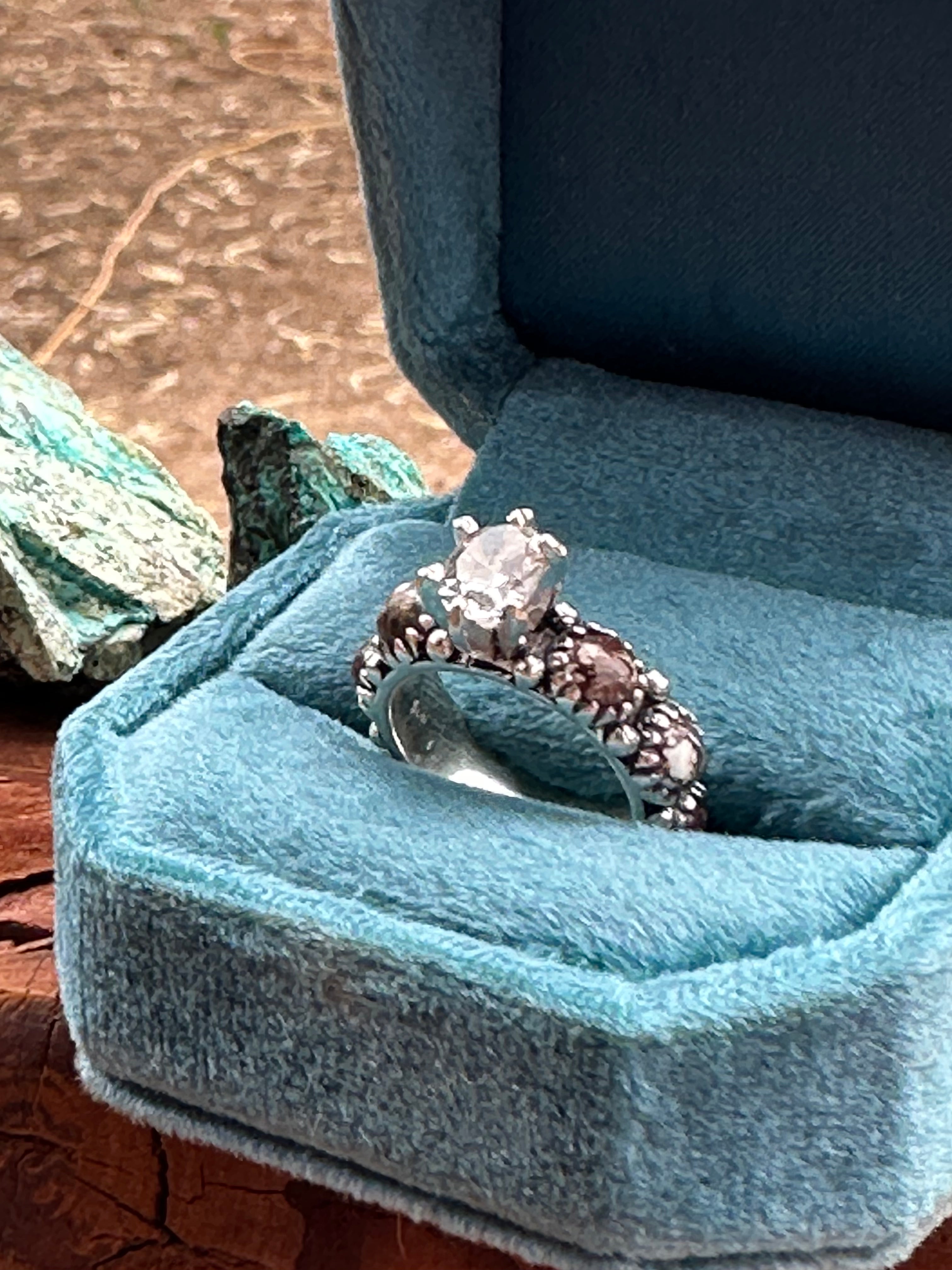 Wild Horse & White Topaz Sterling Silver Forever Ring