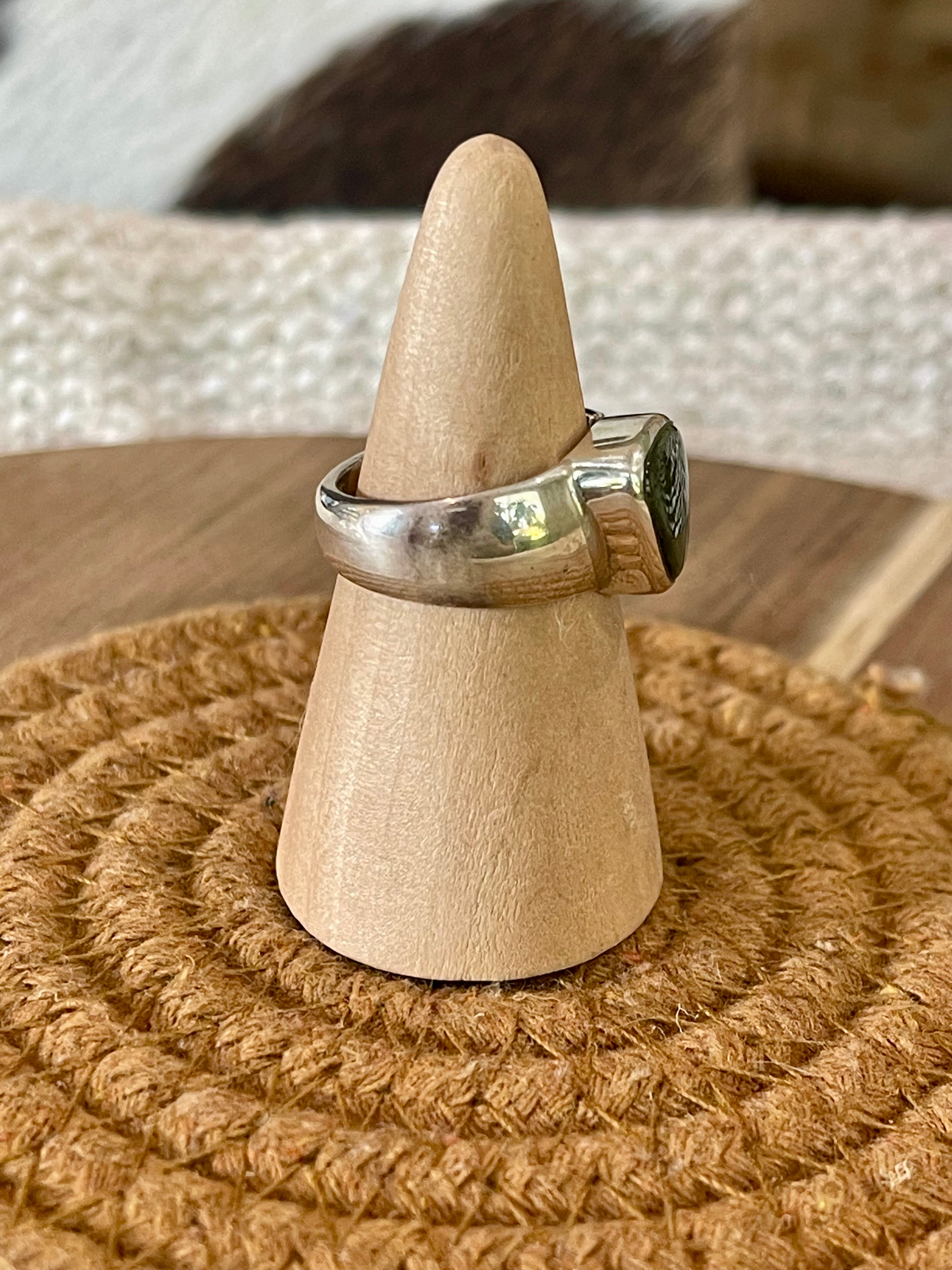 Handcrafted Sterling Silver & Meteorite Rock Size 8.25 Ring