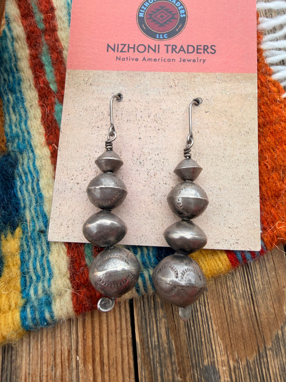 Handcrafted Old Pawn Sterling Silver Pearl Beaded Dangle Earrings