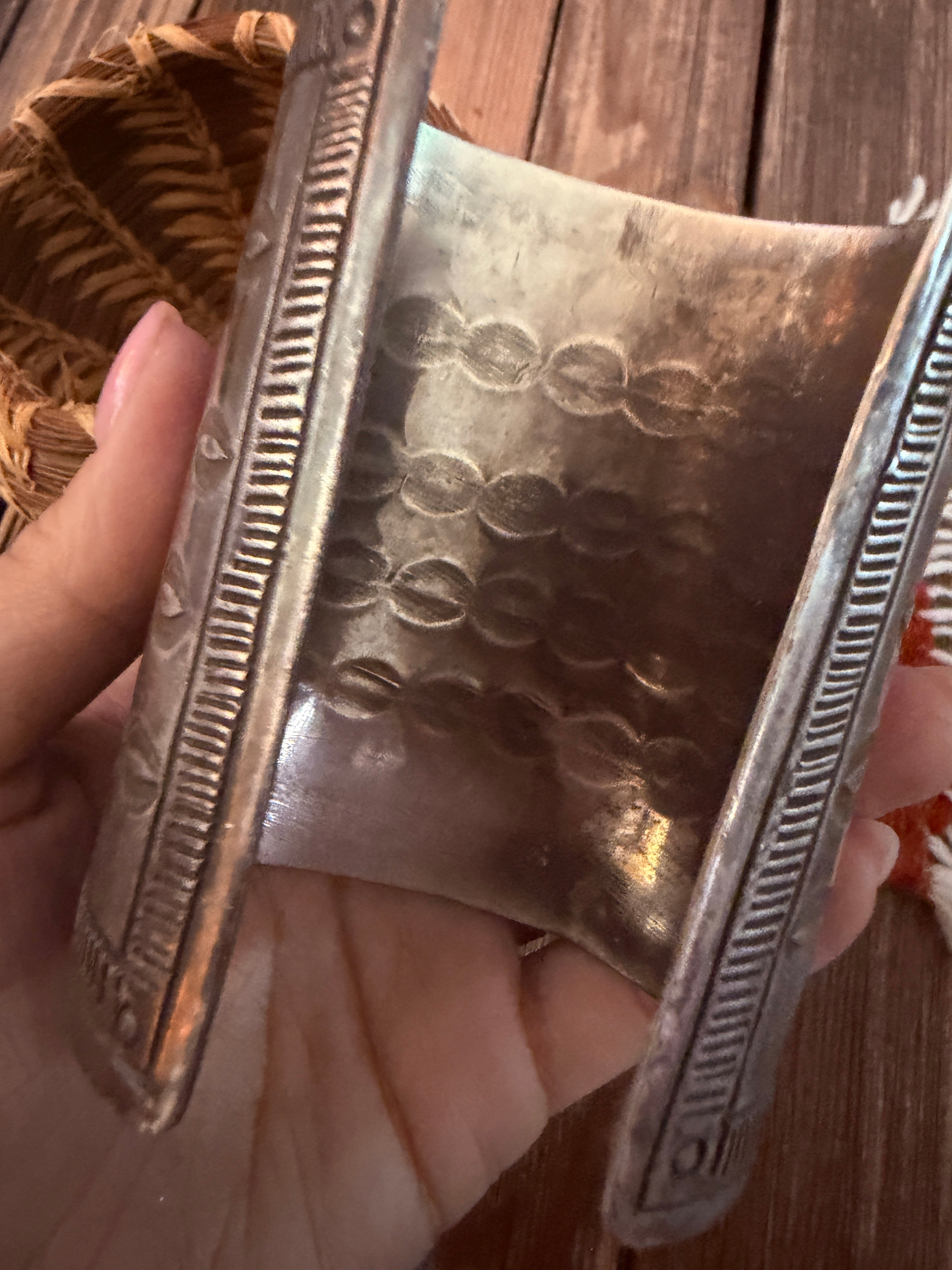 Handcrafted Old Pawn Sterling Silver Cuff Bracelet