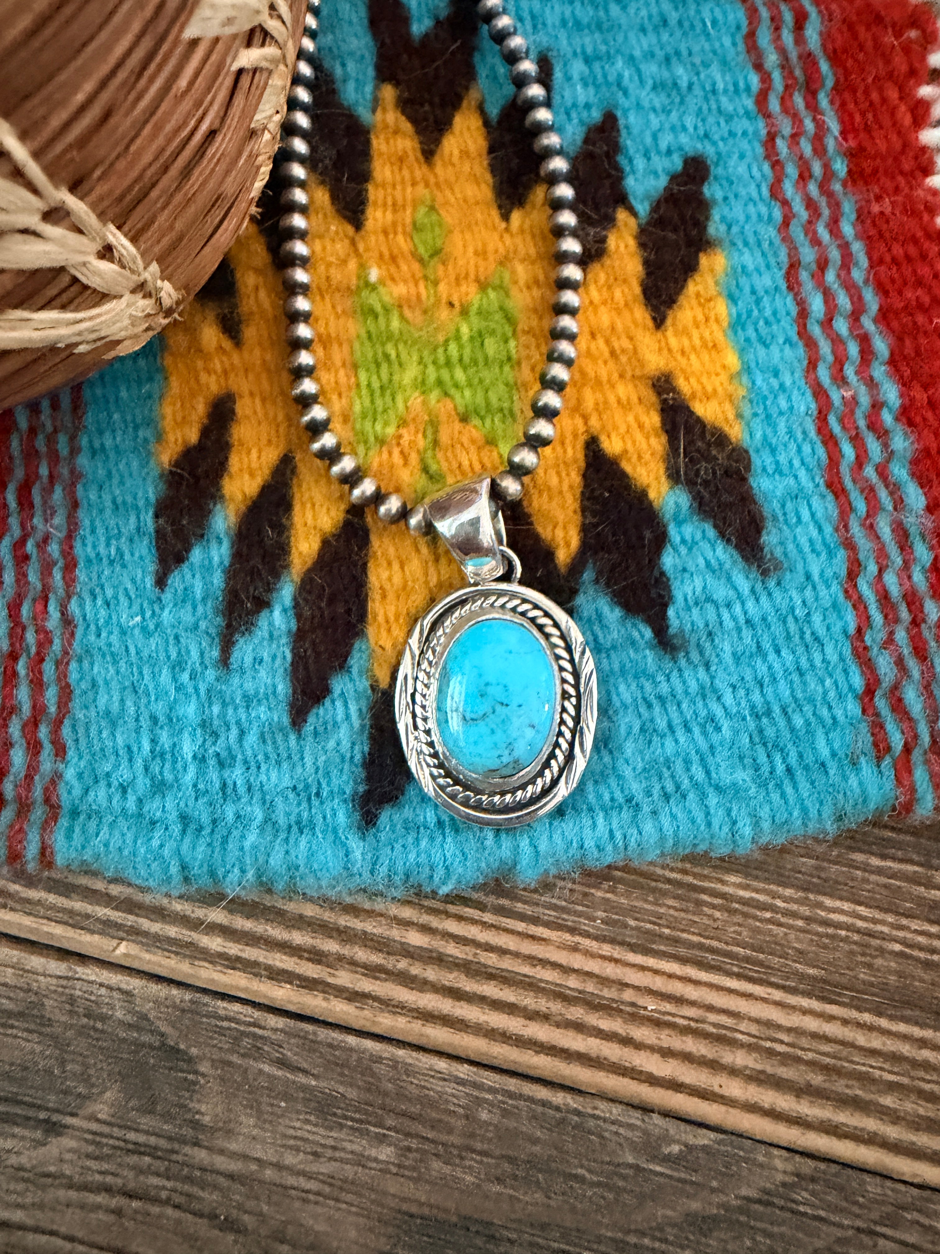 Handcrafted Sterling Silver and Turquoise Pendant
