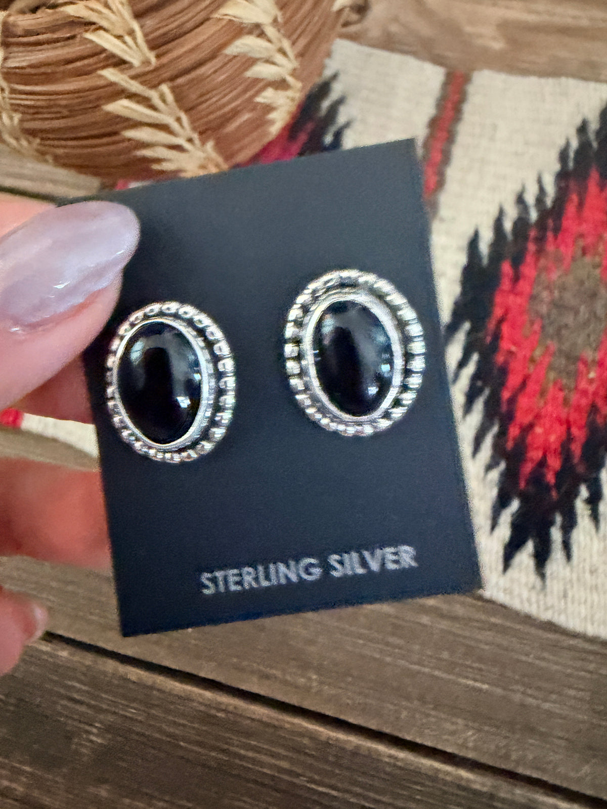 Handcrafted Onyx & Sterling Silver Post Earrings