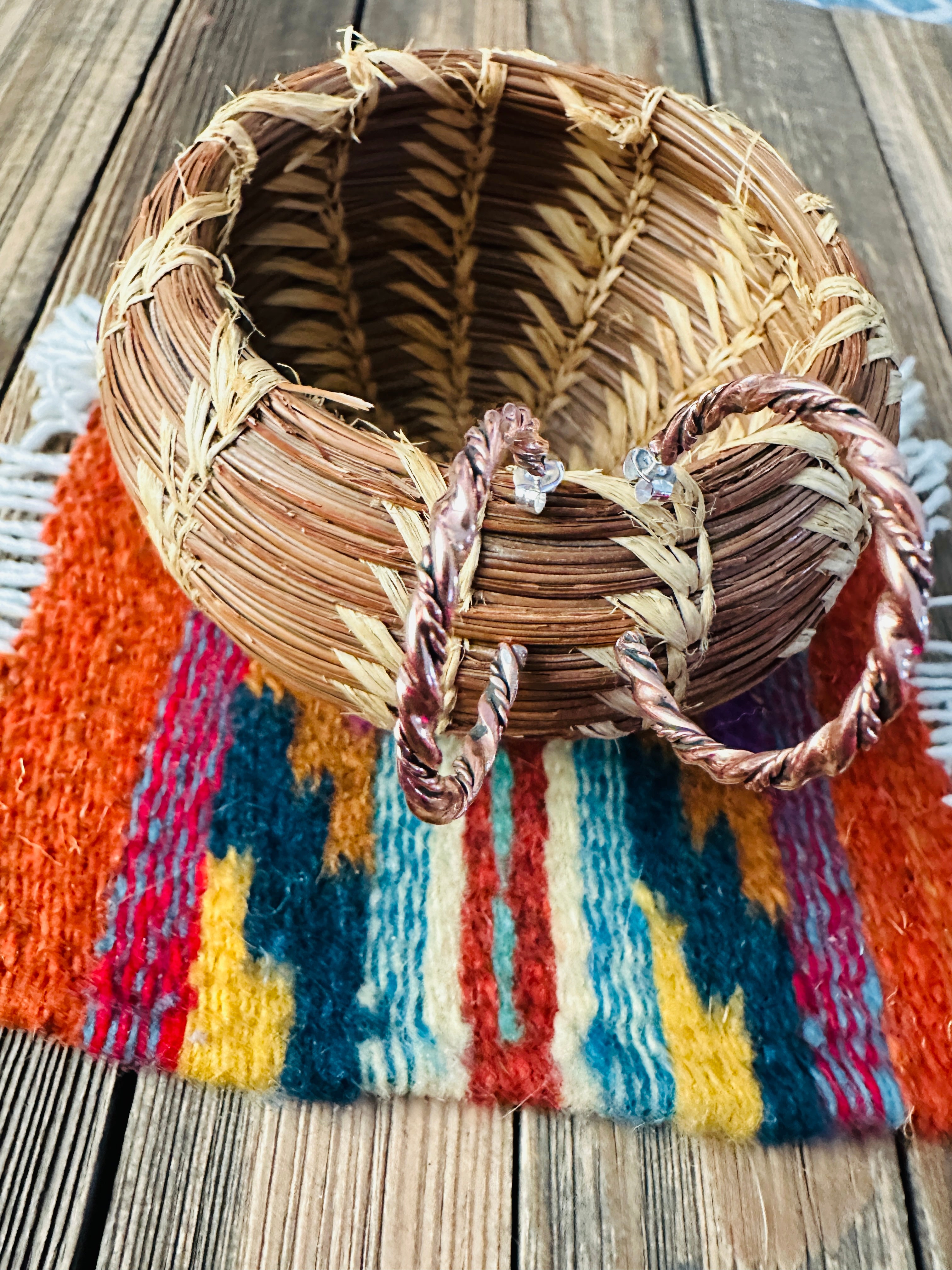 Handcrafted Twisted Copper Hoop Earrings
