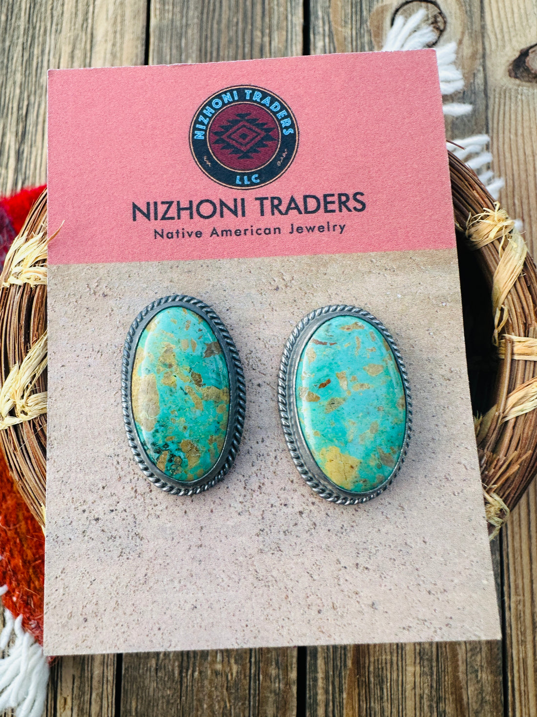 Handcrafted Sterling Silver & Royston Turquoise Post Earrings