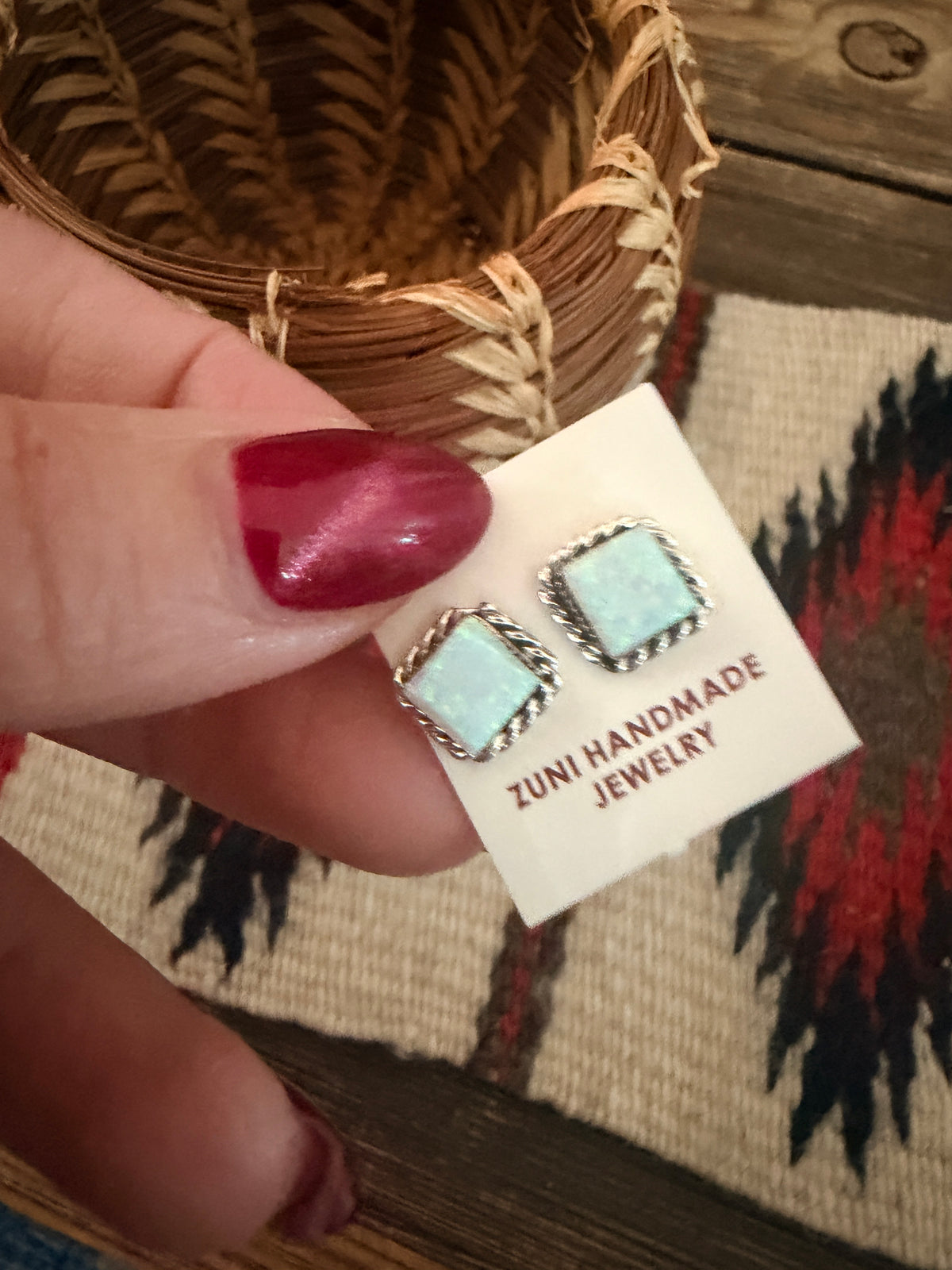 Handcrafted Opal & Sterling Silver Stud Earrings