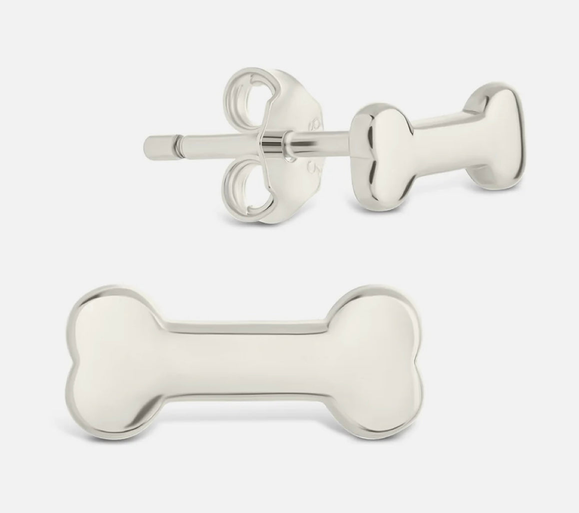Sterling Silver Give a Dog a Bone Stud Earrings
