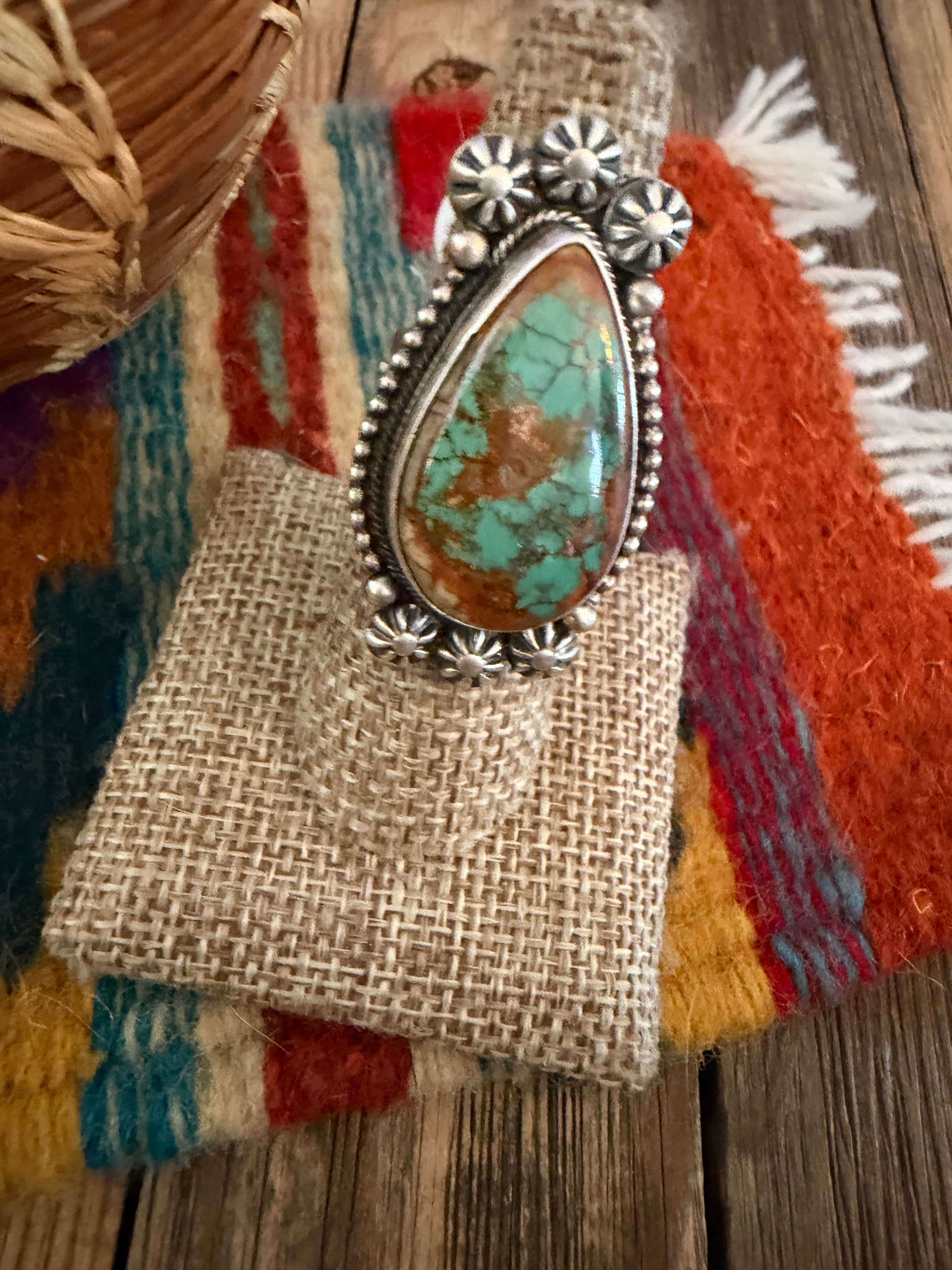 Handcrafted Royston Turquoise & Sterling Silver Ring Size 7 Daniel Benally