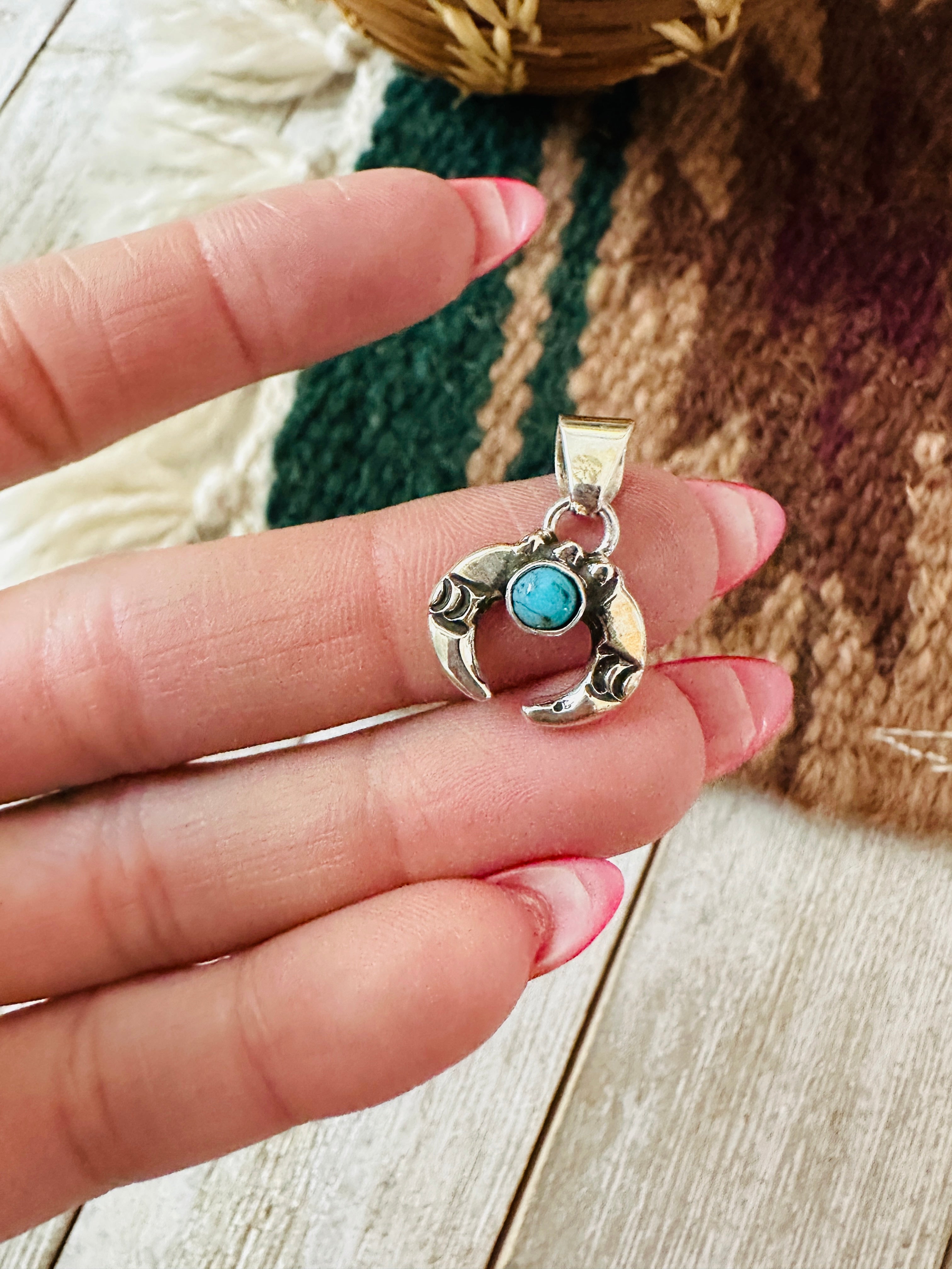 Handcrafted Turquoise & Sterling Silver Mini Naja Pendant