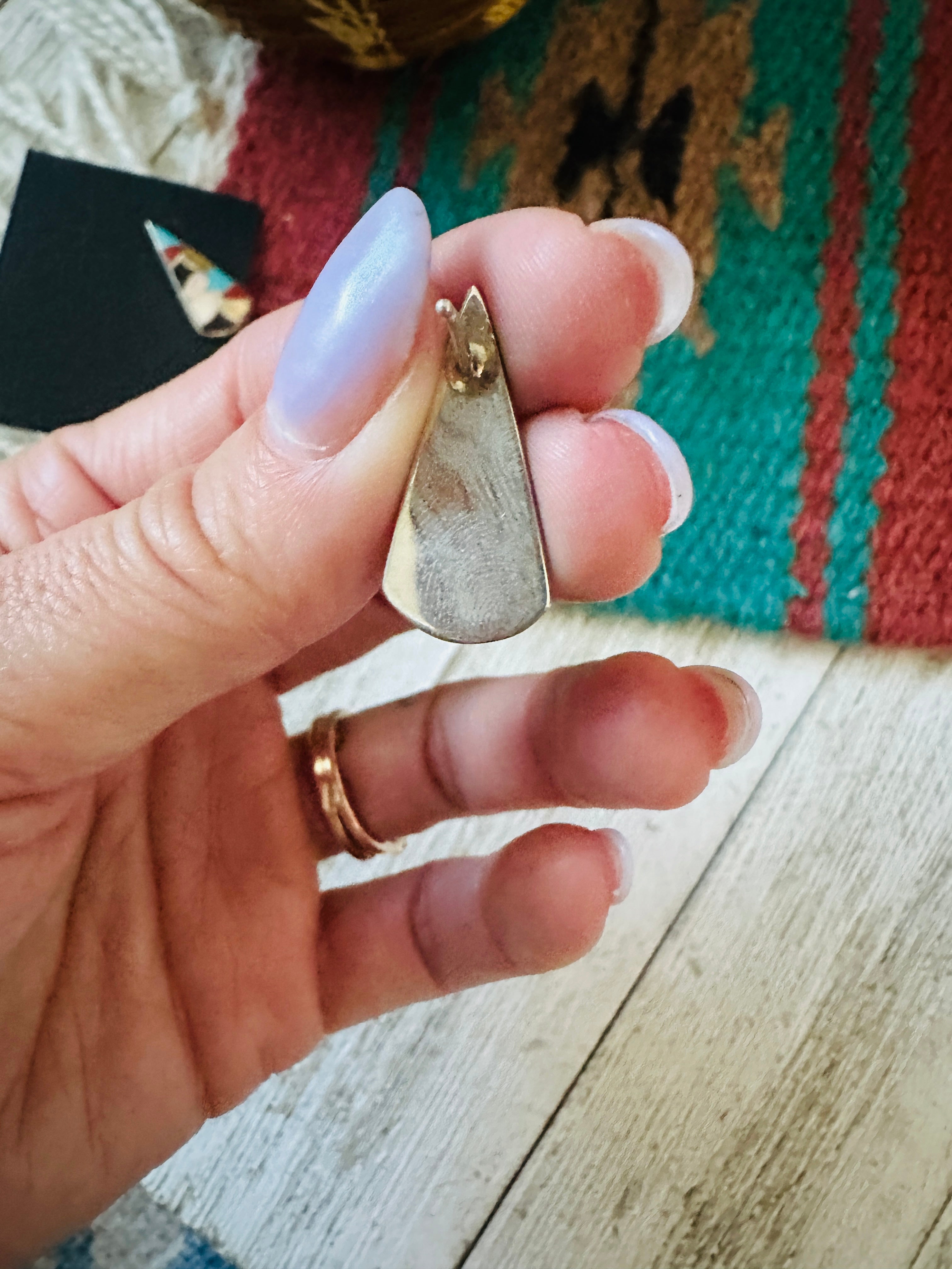 Handcrafted Multi Stone & Sterling Silver Inlay Post Earrings