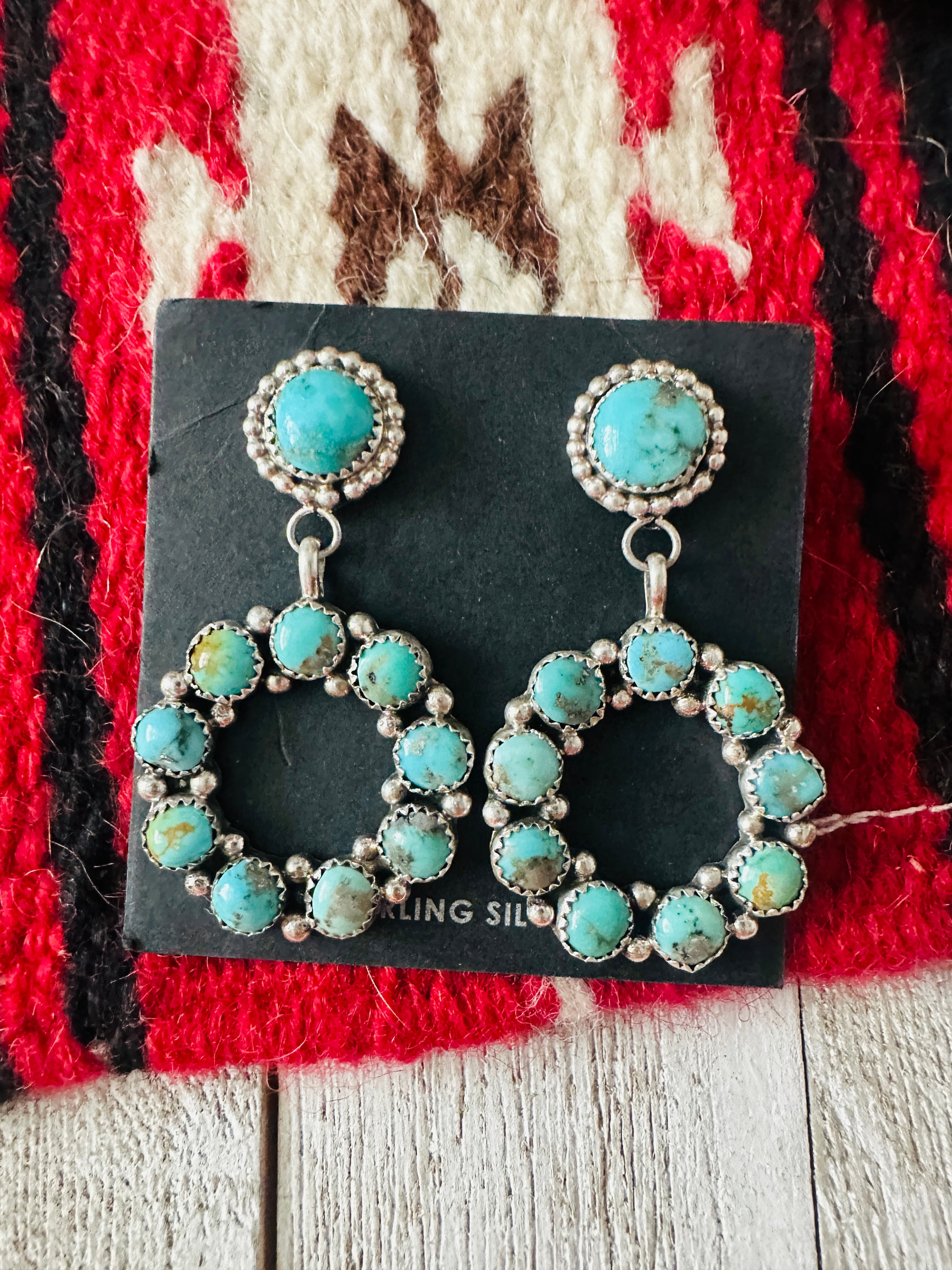 Navajo Sterling Silver & Turquoise Dangle Earrings