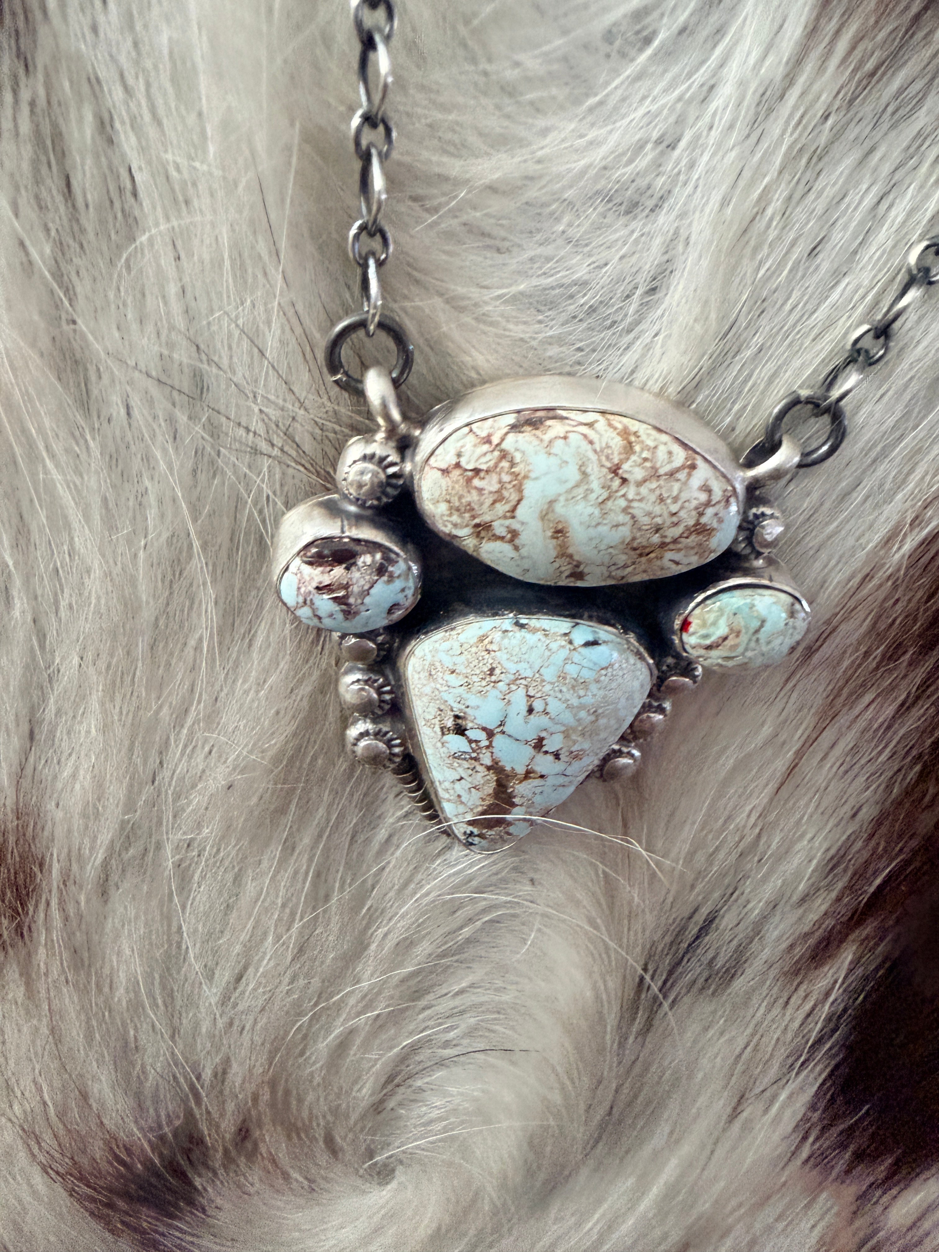 Handcrafted Dry Creek Turquoise & Sterling Silver Necklace by Joelias Draper