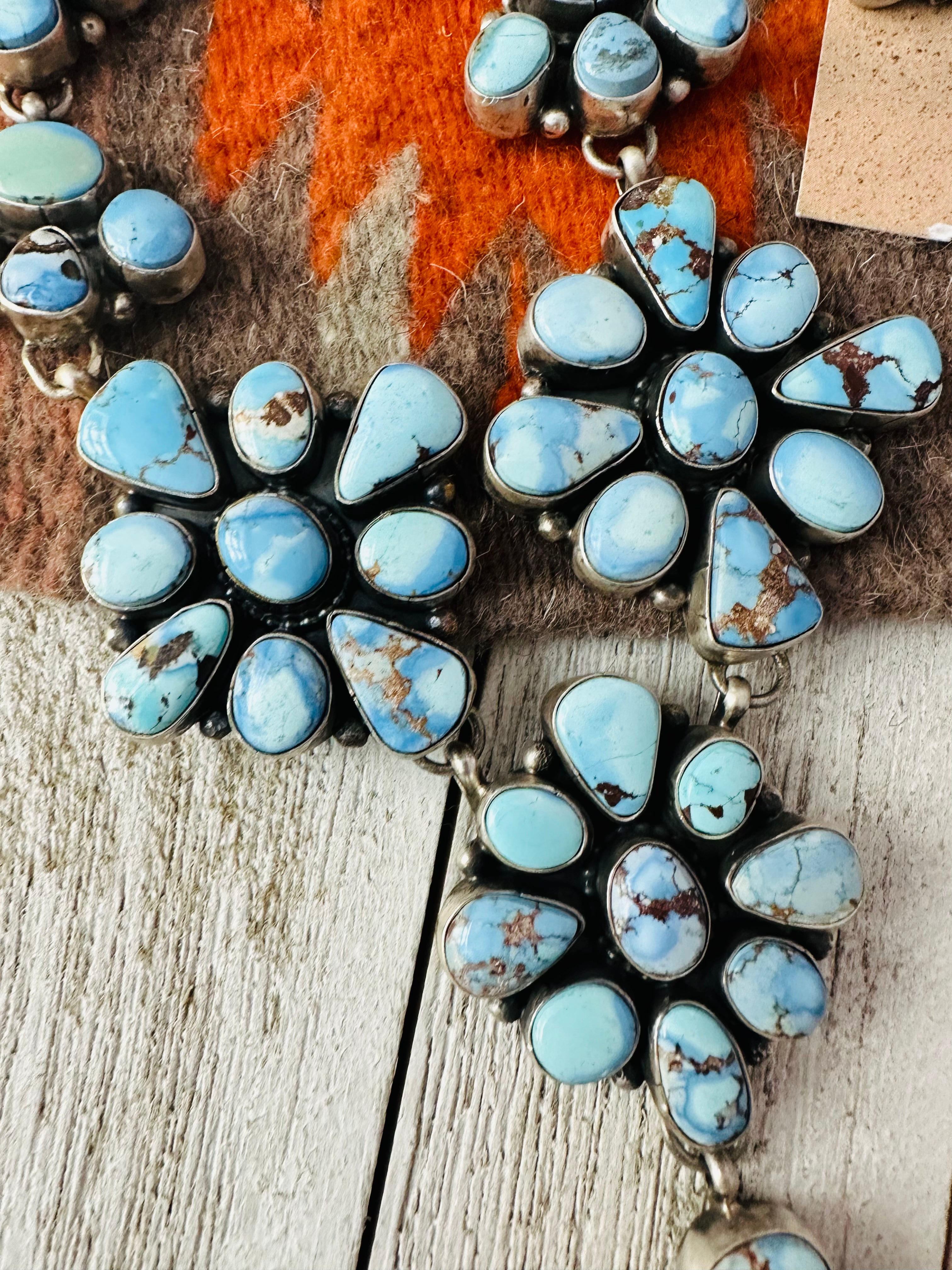 Navajo Golden Hills Turquoise & Sterling Silver Necklace Set by Sheila Becenti