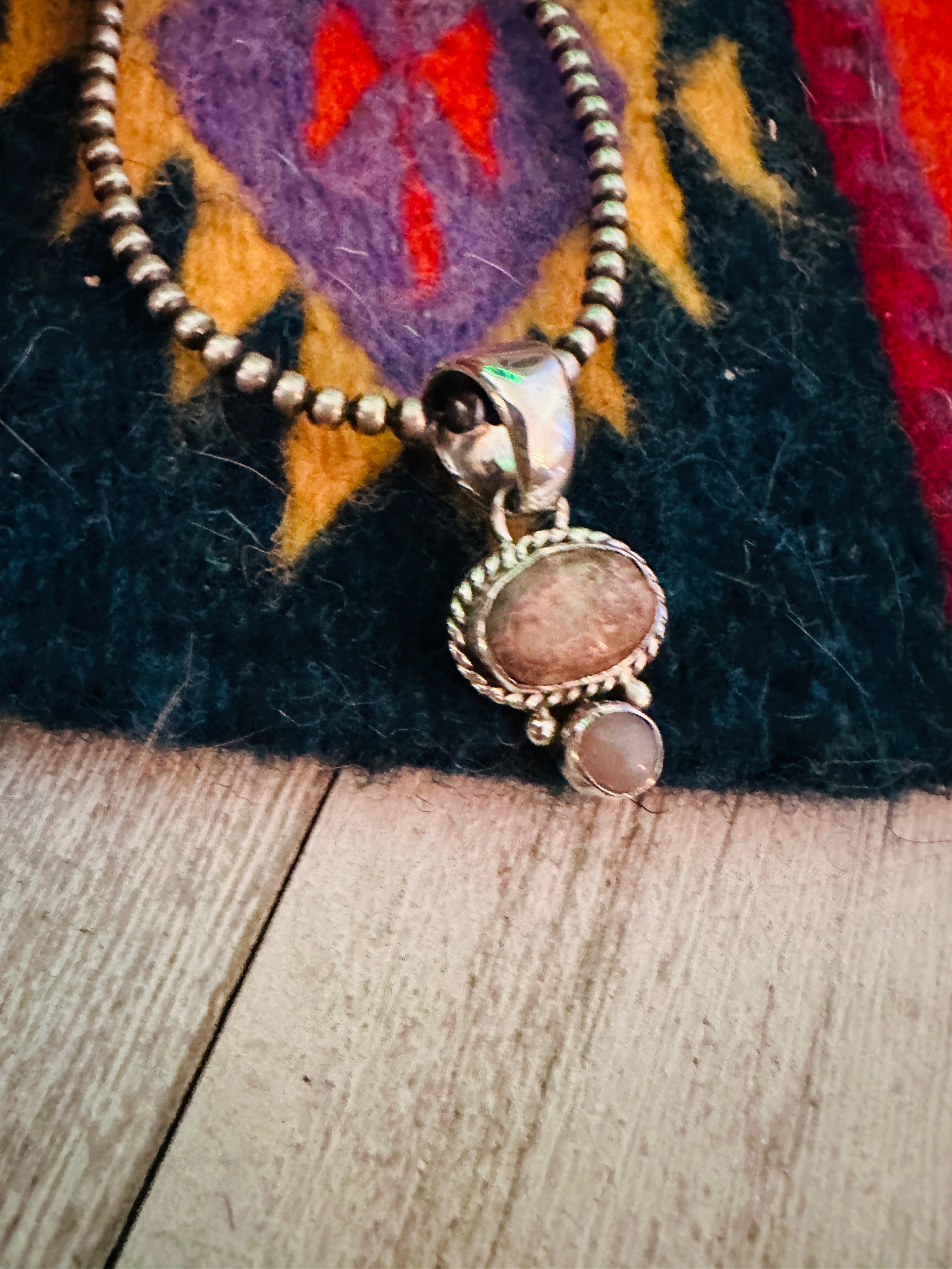 Navajo Sterling Silver & Rhodochrosite Pendant