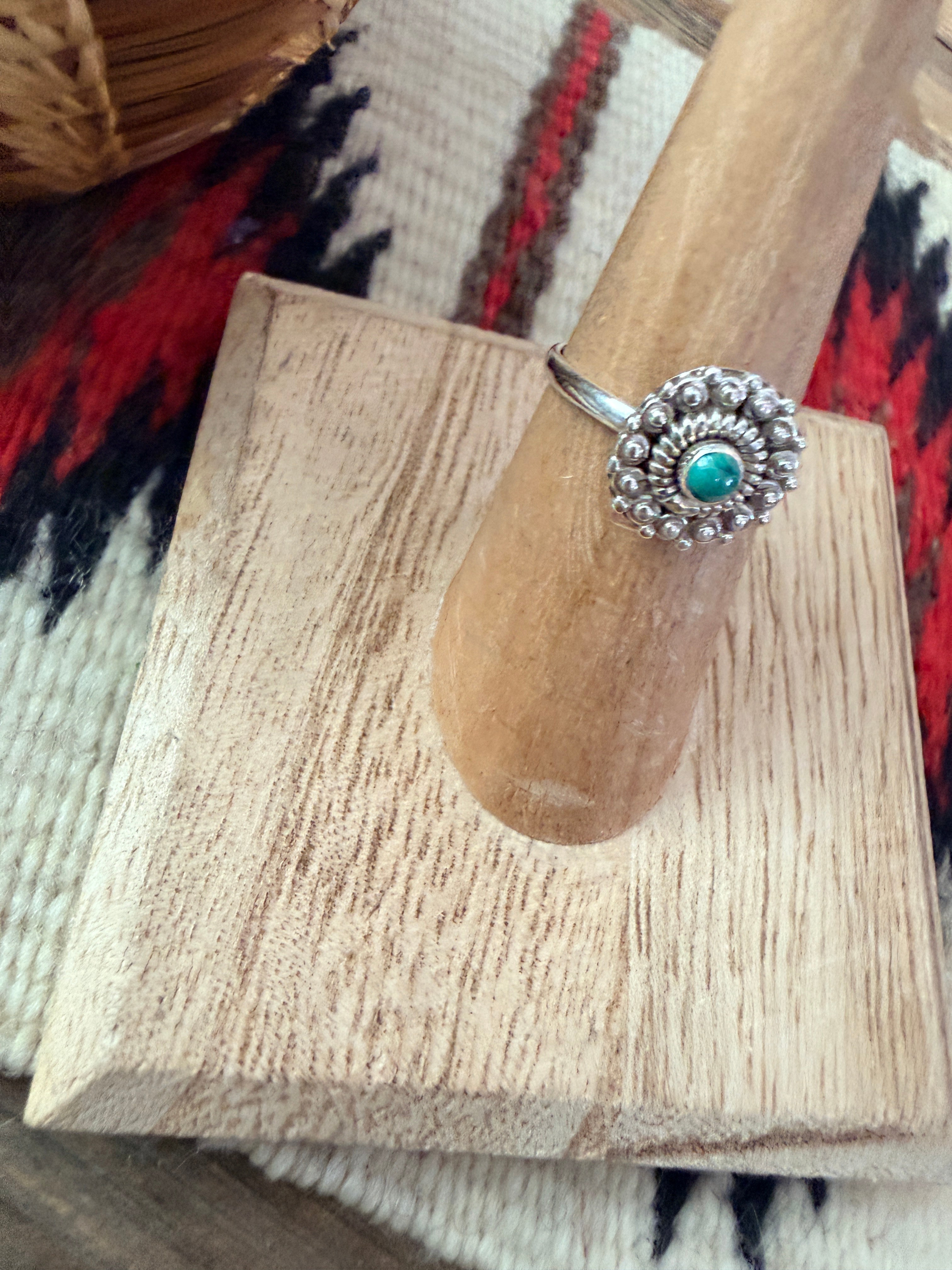 Handmade Sterling Silver & Malachite Adjustable Flower Ring