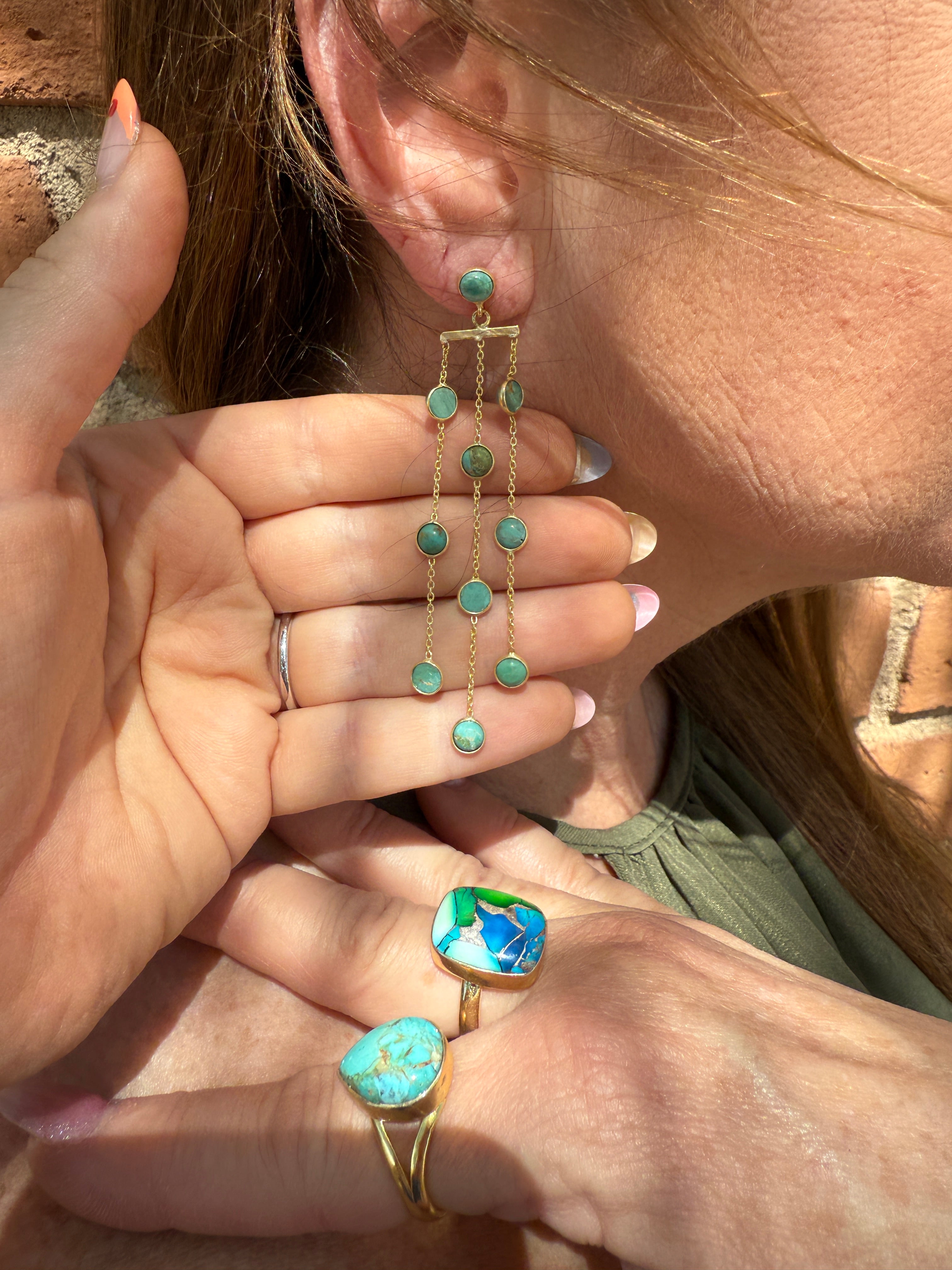 “The Golden Collection” Monsoon Handmade Natural Multi Stones Post Earrings