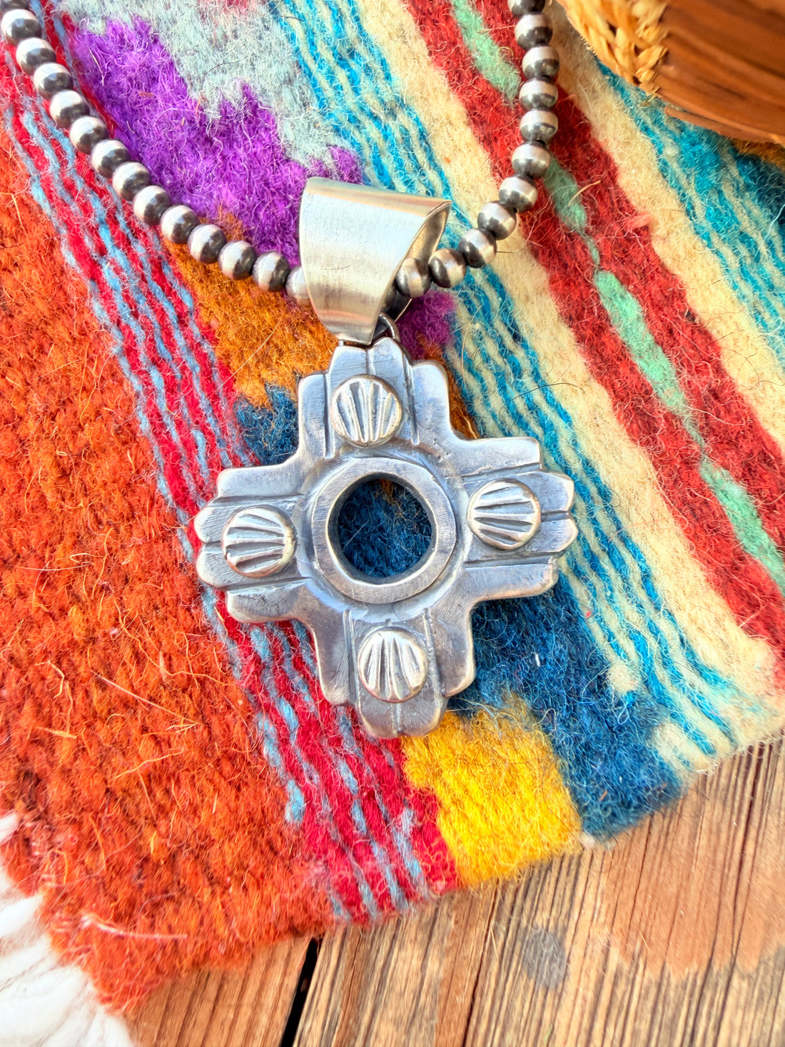 Handcrafted Sterling Silver Zia Cross Pendant by Chimney Butte