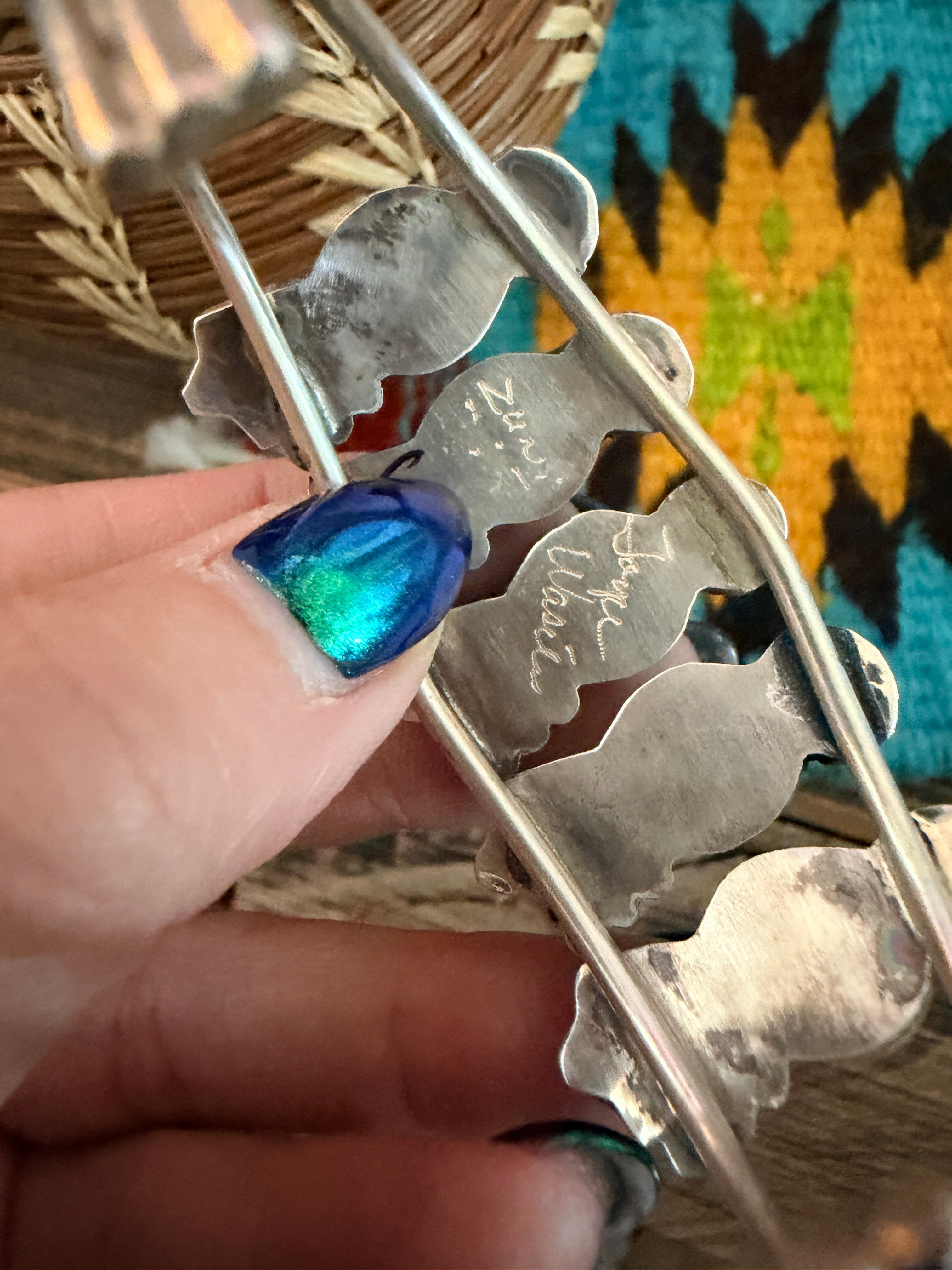 Handcrafted Sterling Silver & Multi Stone Inlay Maiden Girl Cuff Bracelet
