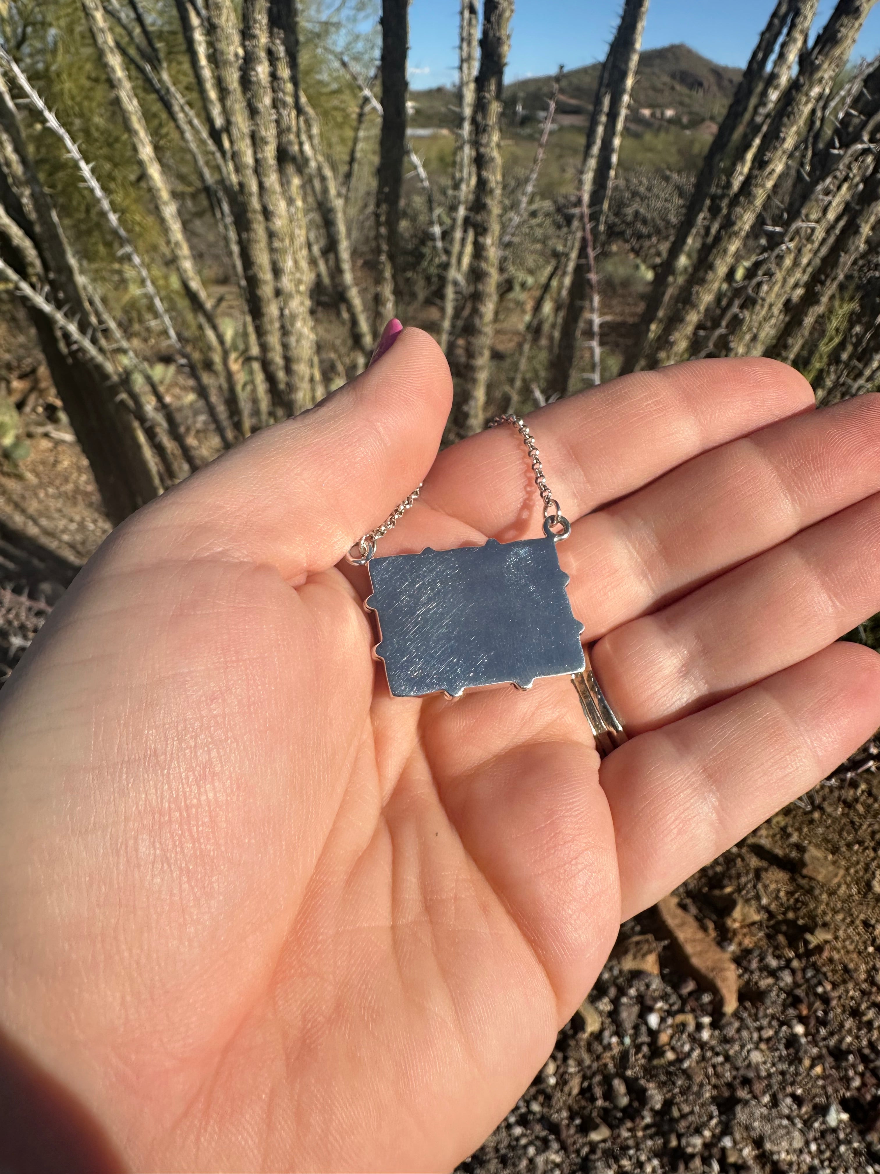 Handmade Sterling Silver & White Buffalo Necklace Signed Nizhoni