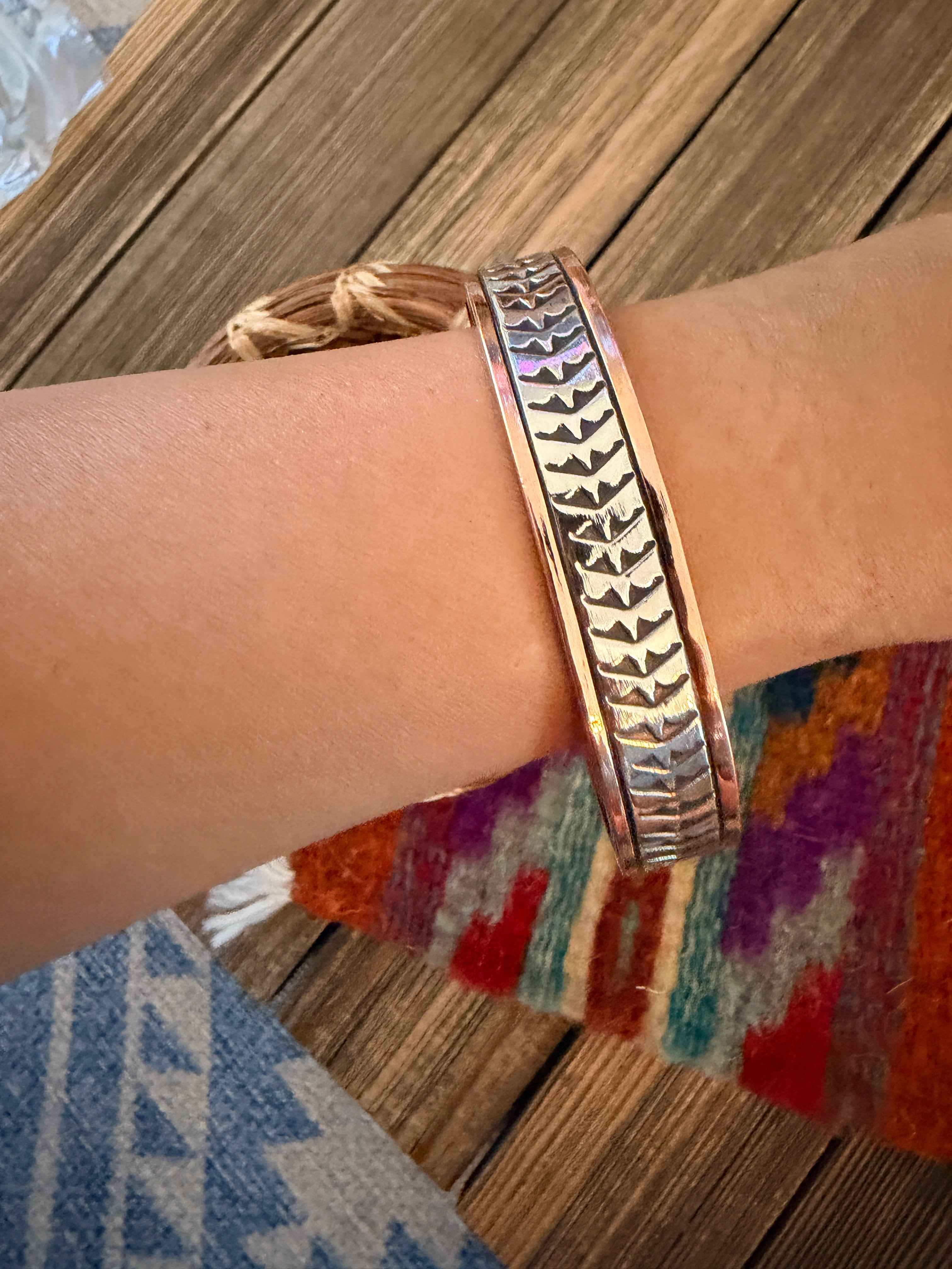 Handcrafted Copper & Sterling Silver Cuff Bracelet