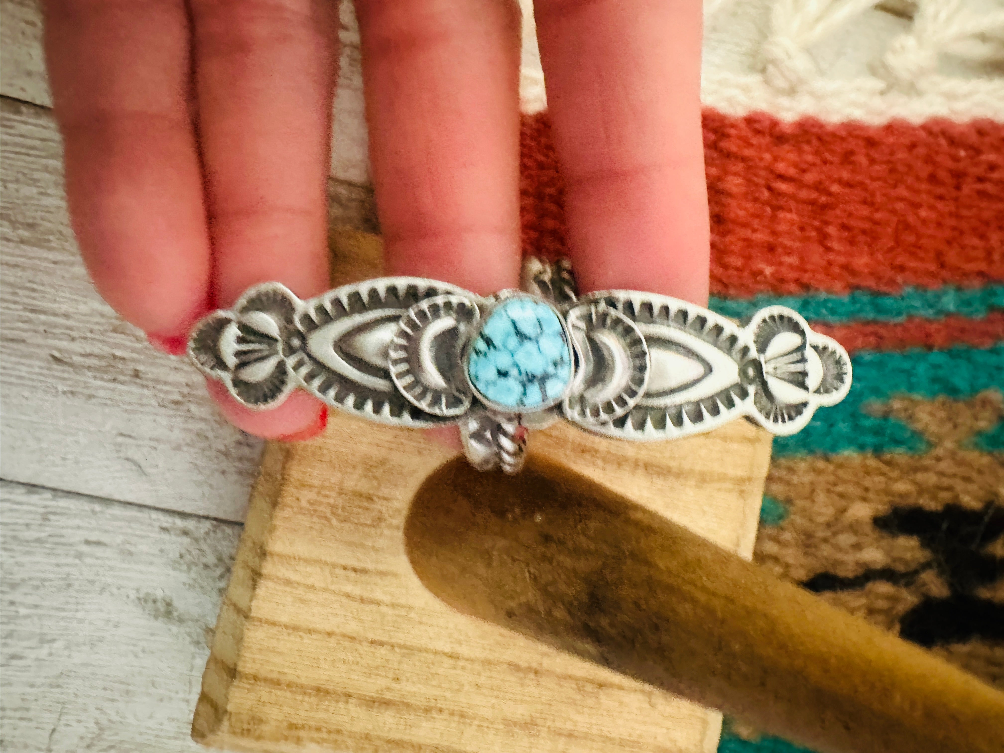 Navajo Sterling Silver & Turquoise Adjustable Ring