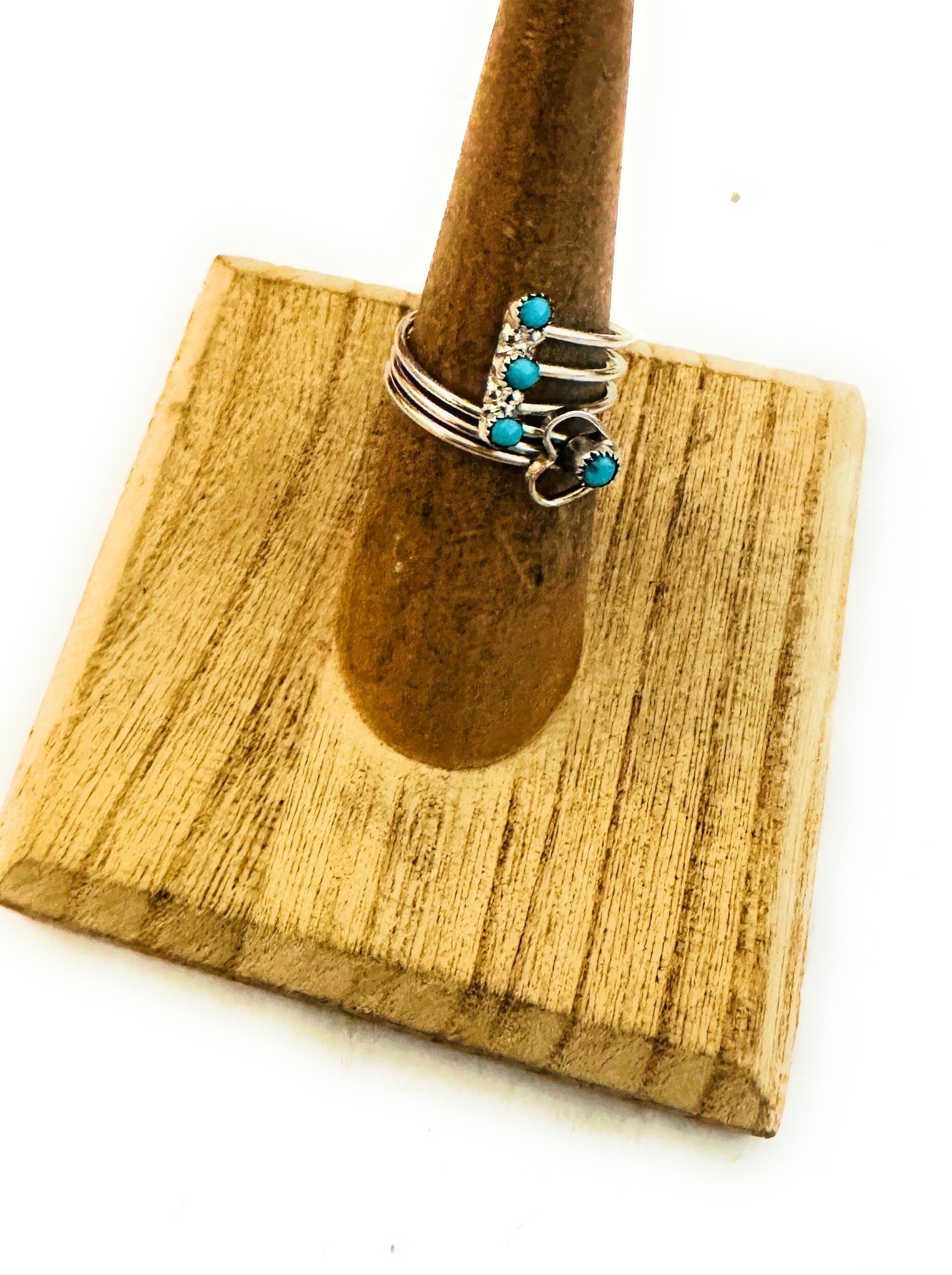 Zuni Turquoise & Sterling Silver Heart Adjustable Ring