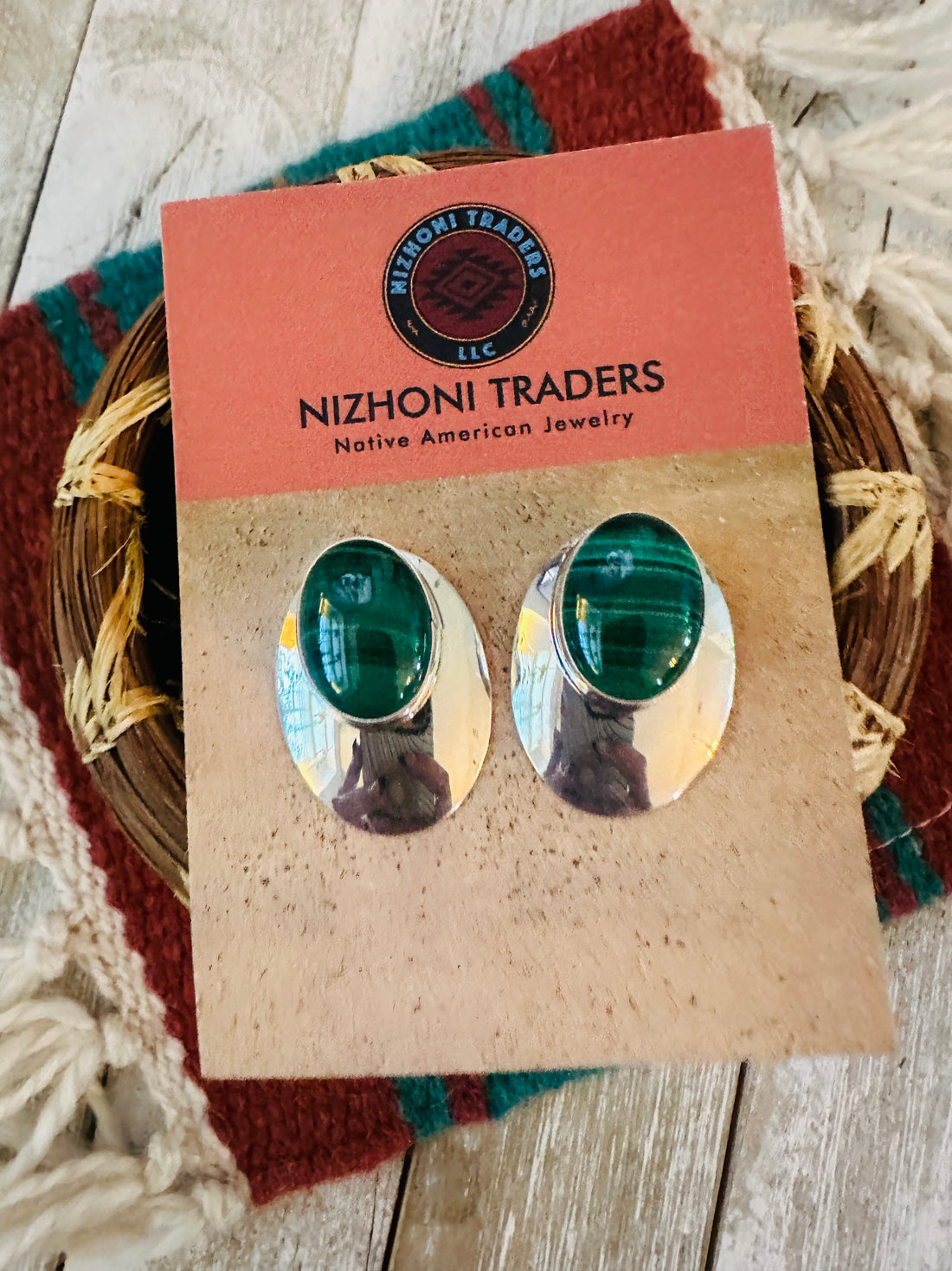 Handcrafted Malachite & Sterling Silver Post Earrings