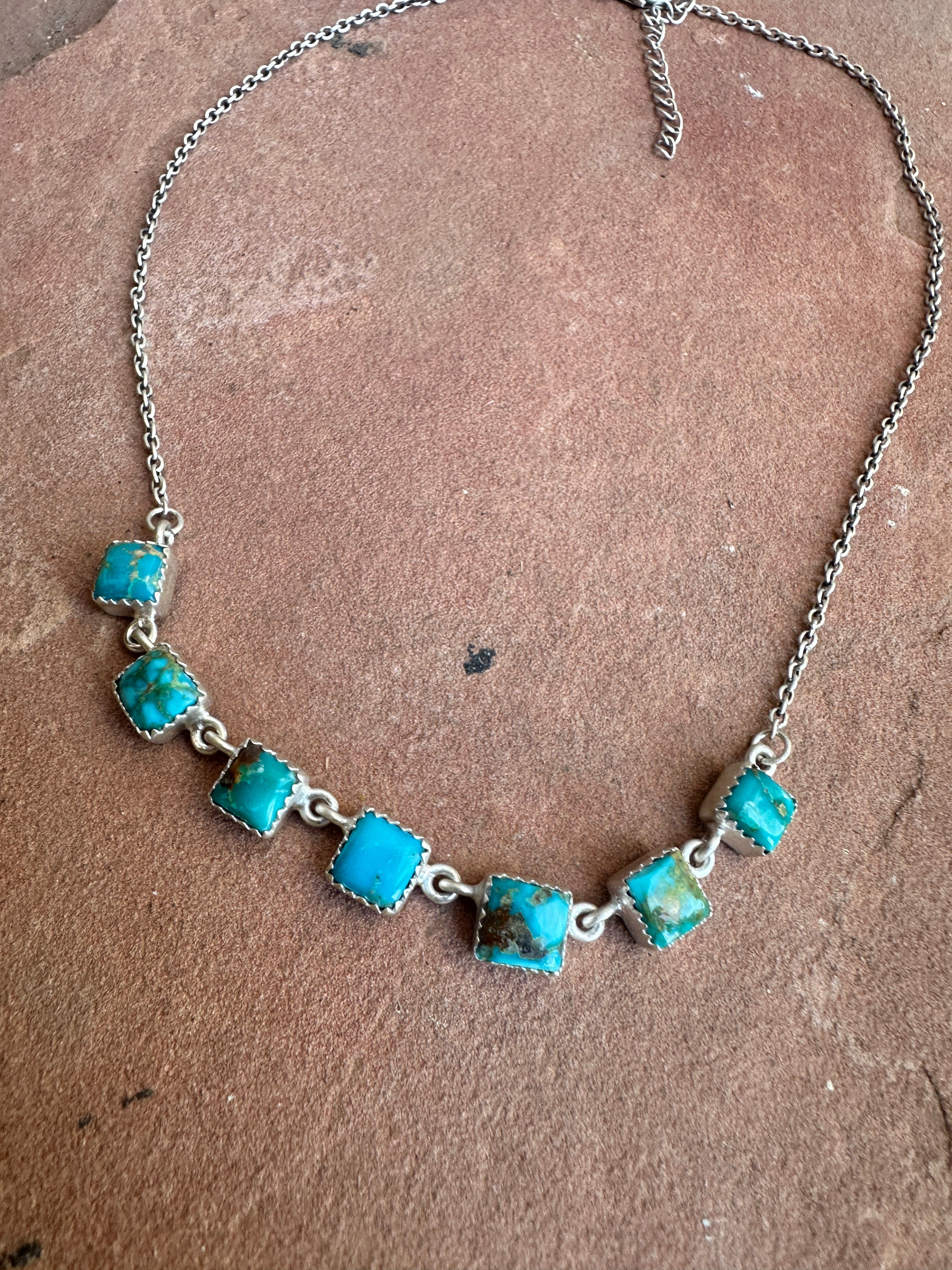 Handmade Sterling Silver Emerald Valley Turquoise Necklace