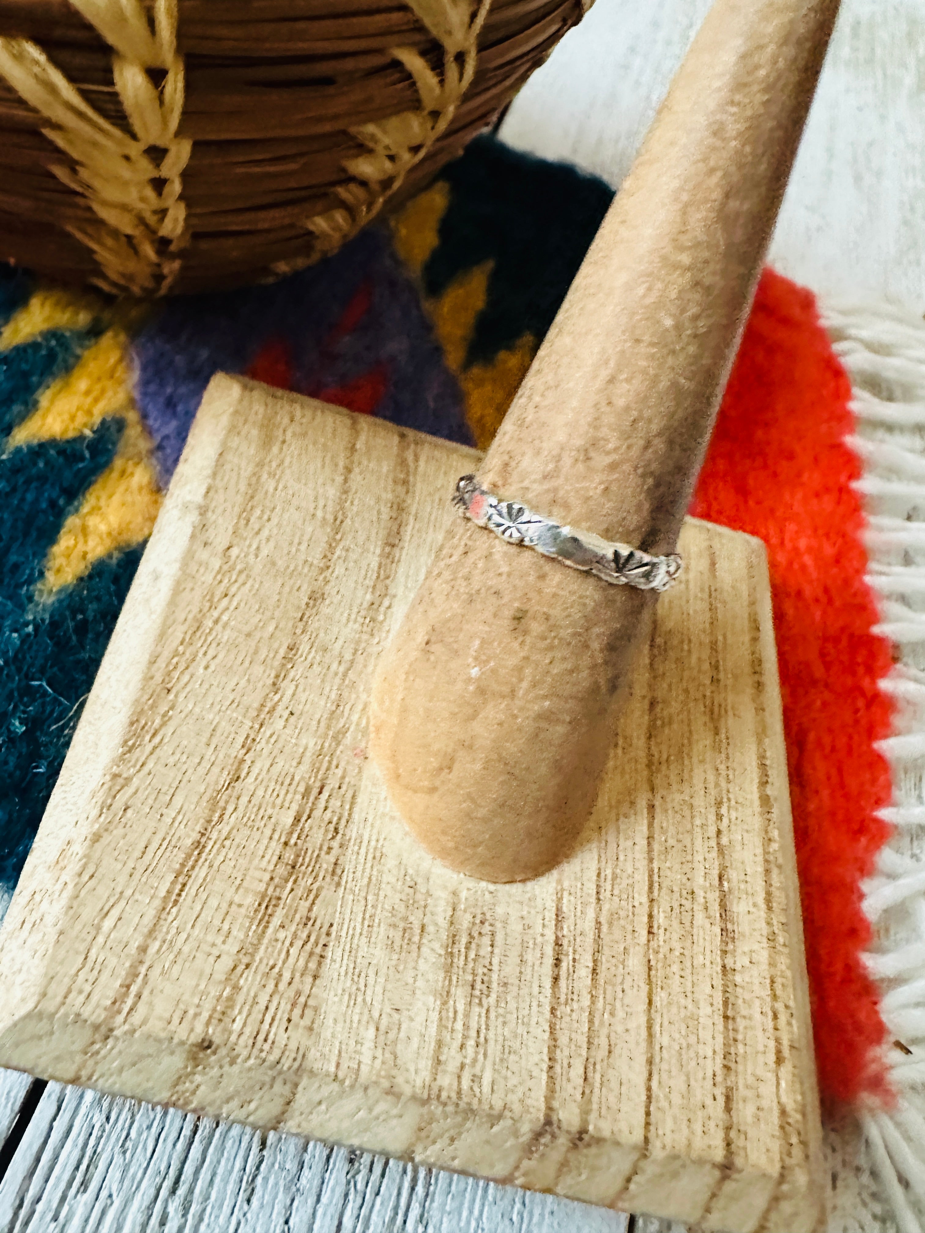 Navajo Hand Stamped Sterling Silver Band Ring