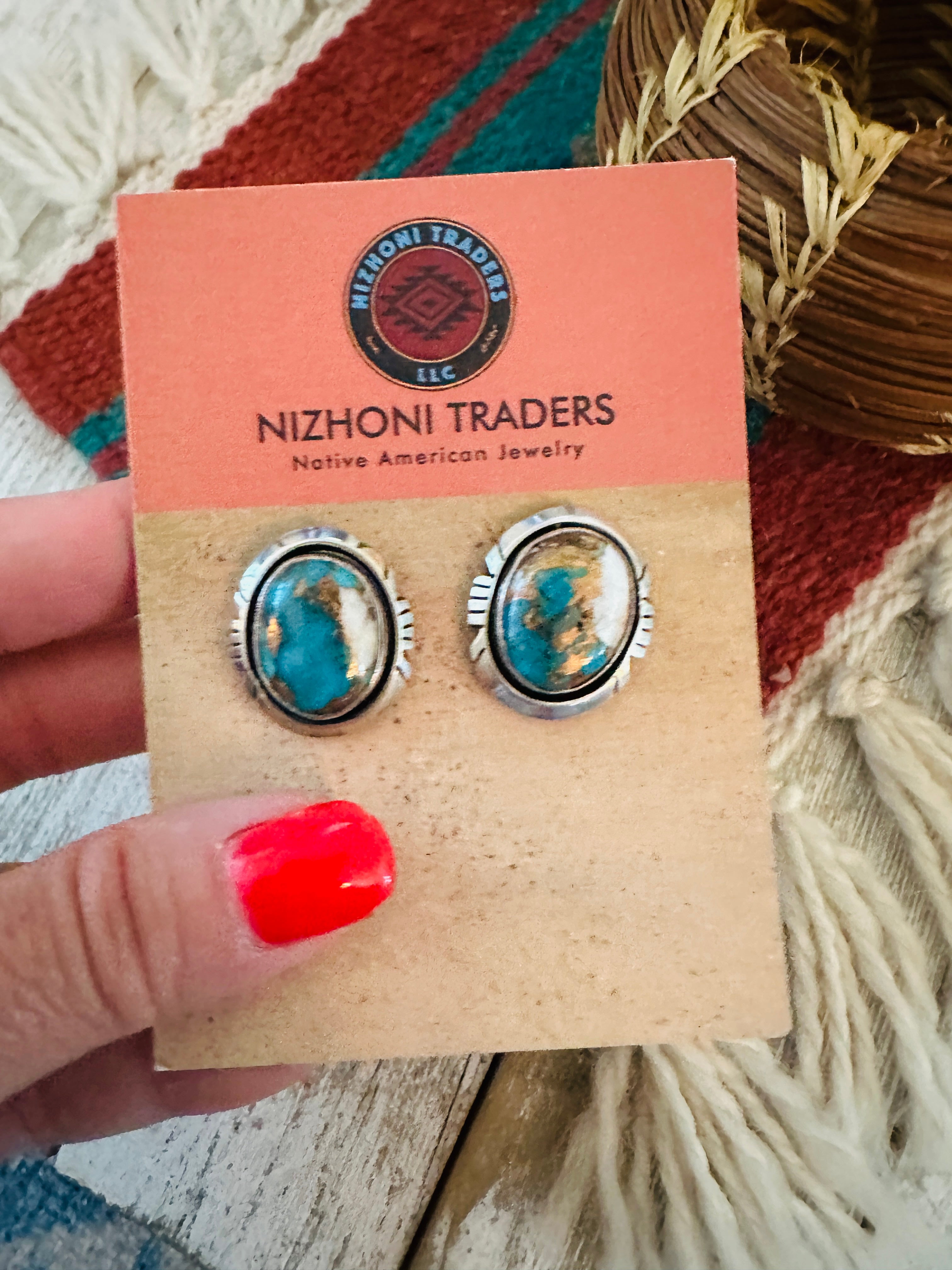 Navajo Spice & Sterling Silver Post Earrings