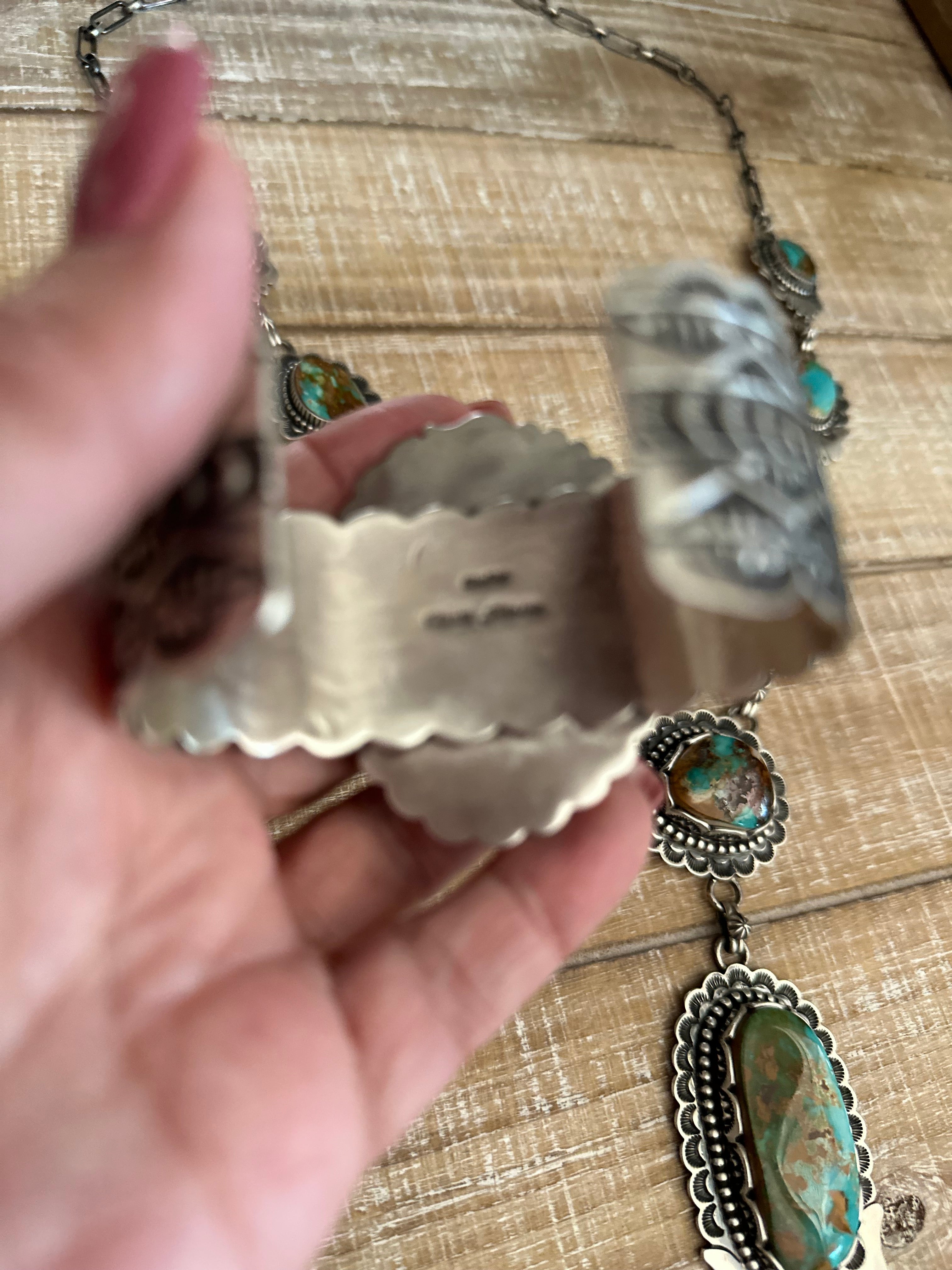 Charles Johnson Navajo Royston Turquoise & Sterling Silver Necklace, B