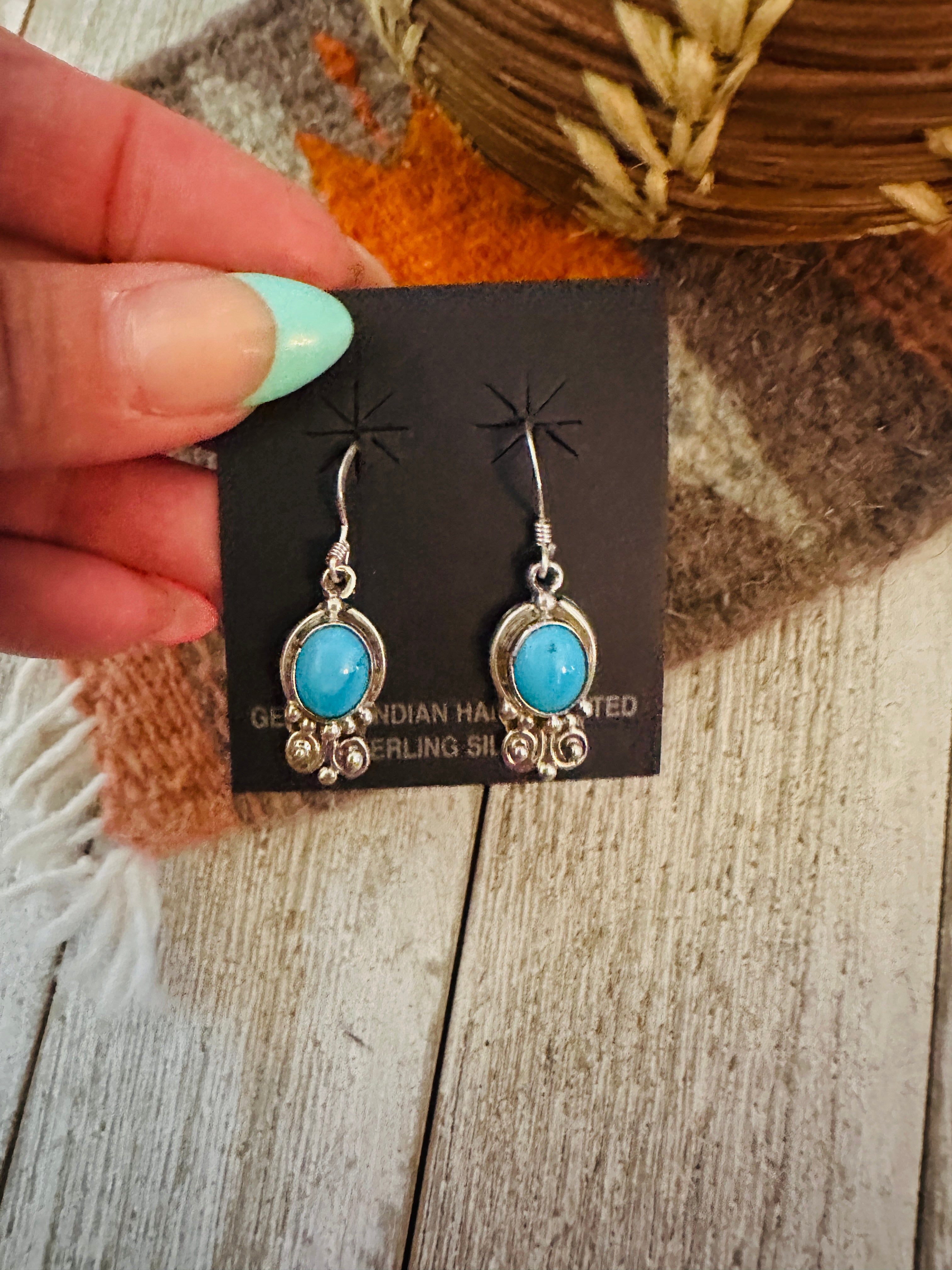 Handcrafted Sterling Silver & Turquoise Dangle Earrings