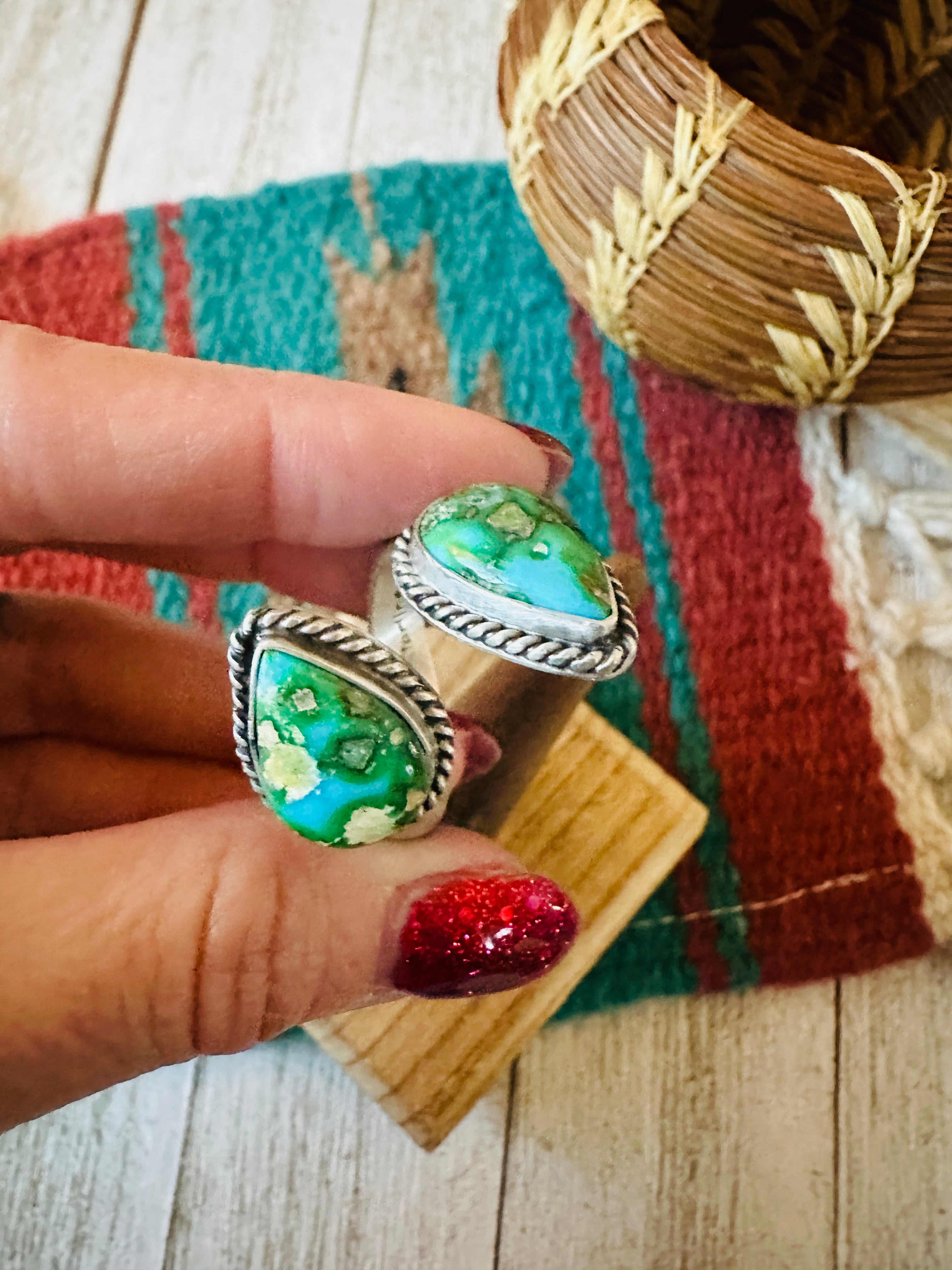 Navajo Sterling Silver & Sonoran Gold Turquoise Adjustable Ring