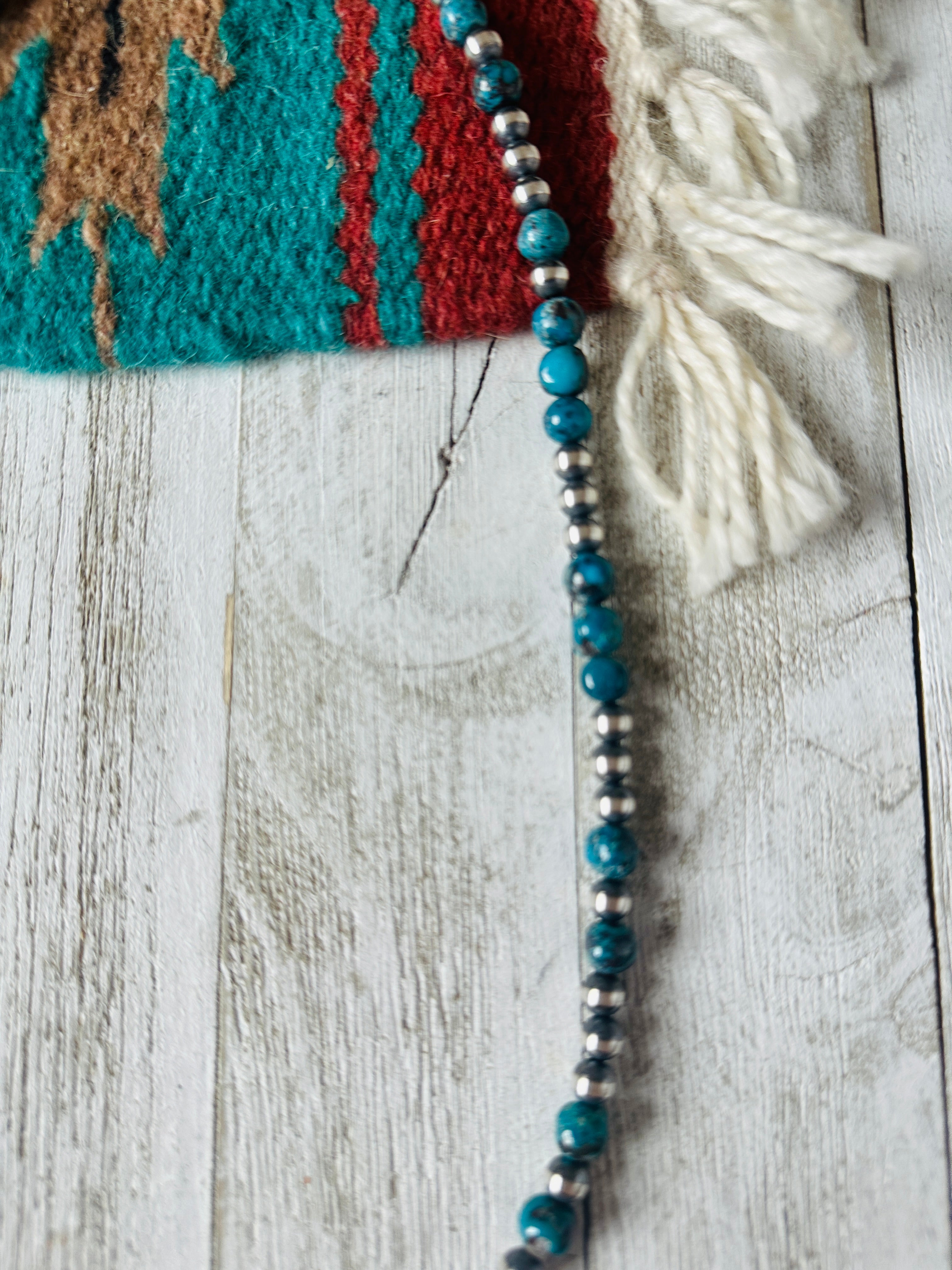 Navajo Turquoise & Sterling Silver Beaded Necklace