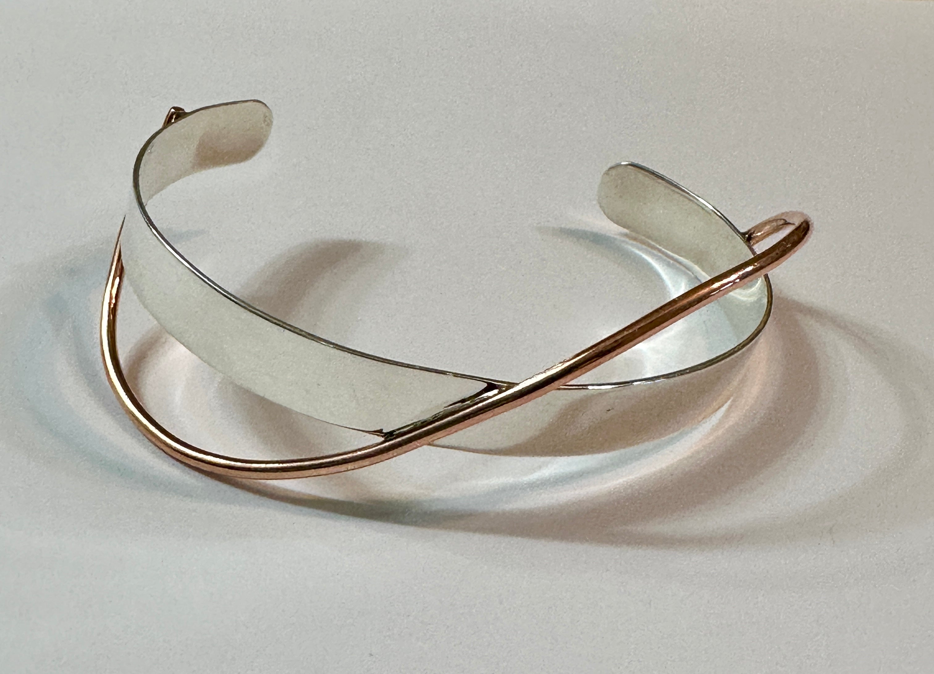 Sterling Silver Cuff with Copper Ribbon