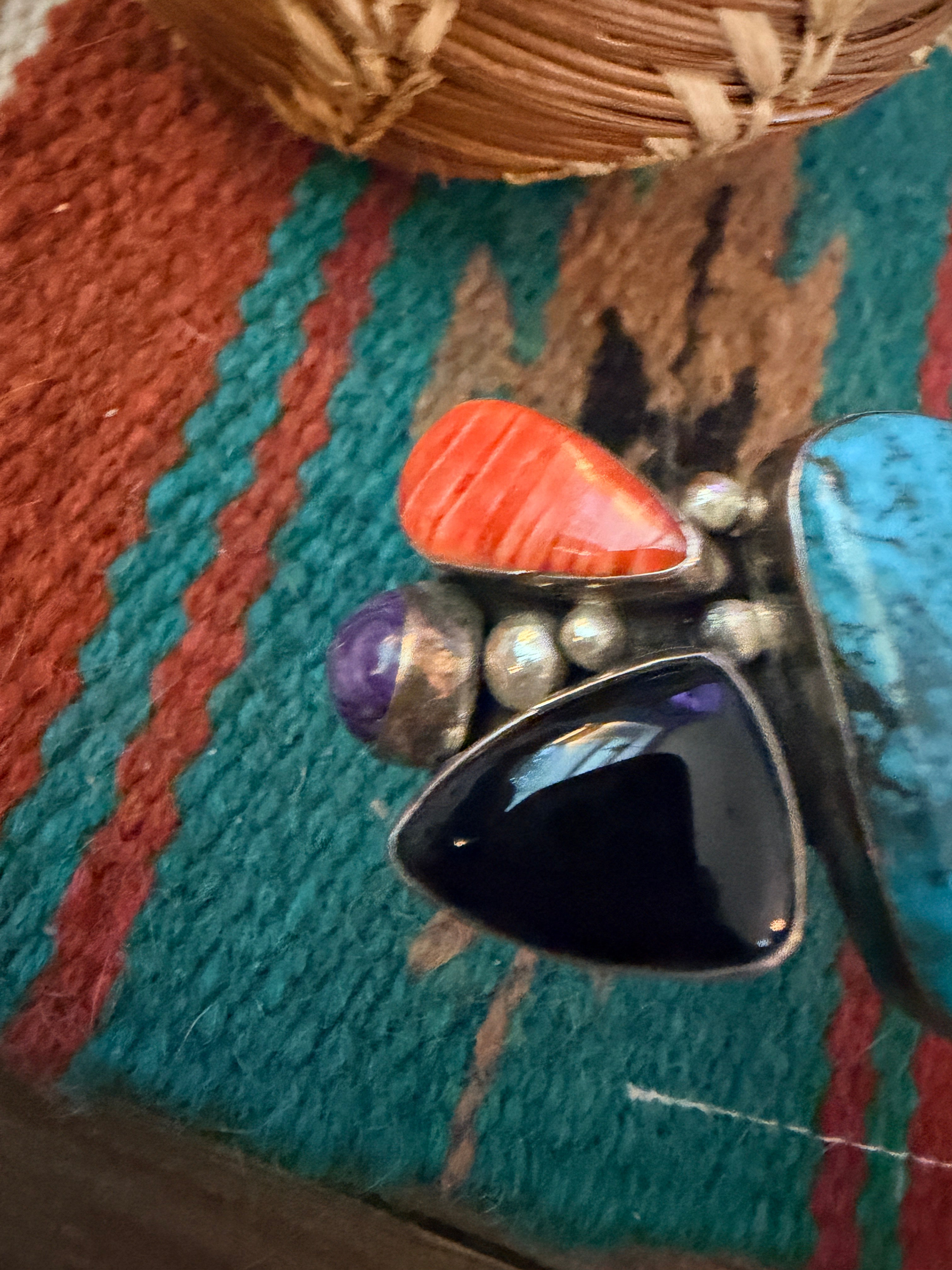 Handcrafted Multi Stone & Sterling Silver Cuff Bracelet by Chimney Butte
