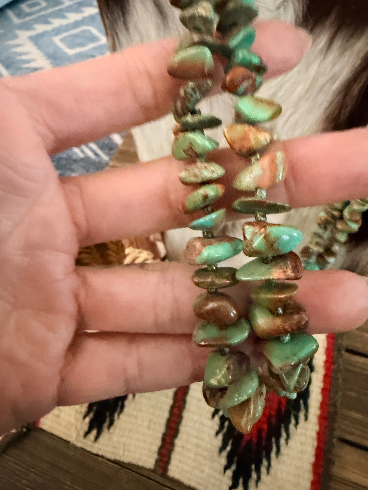 Old Pawn Handcrafted Turquoise Double Stranded Beaded 30” Necklace