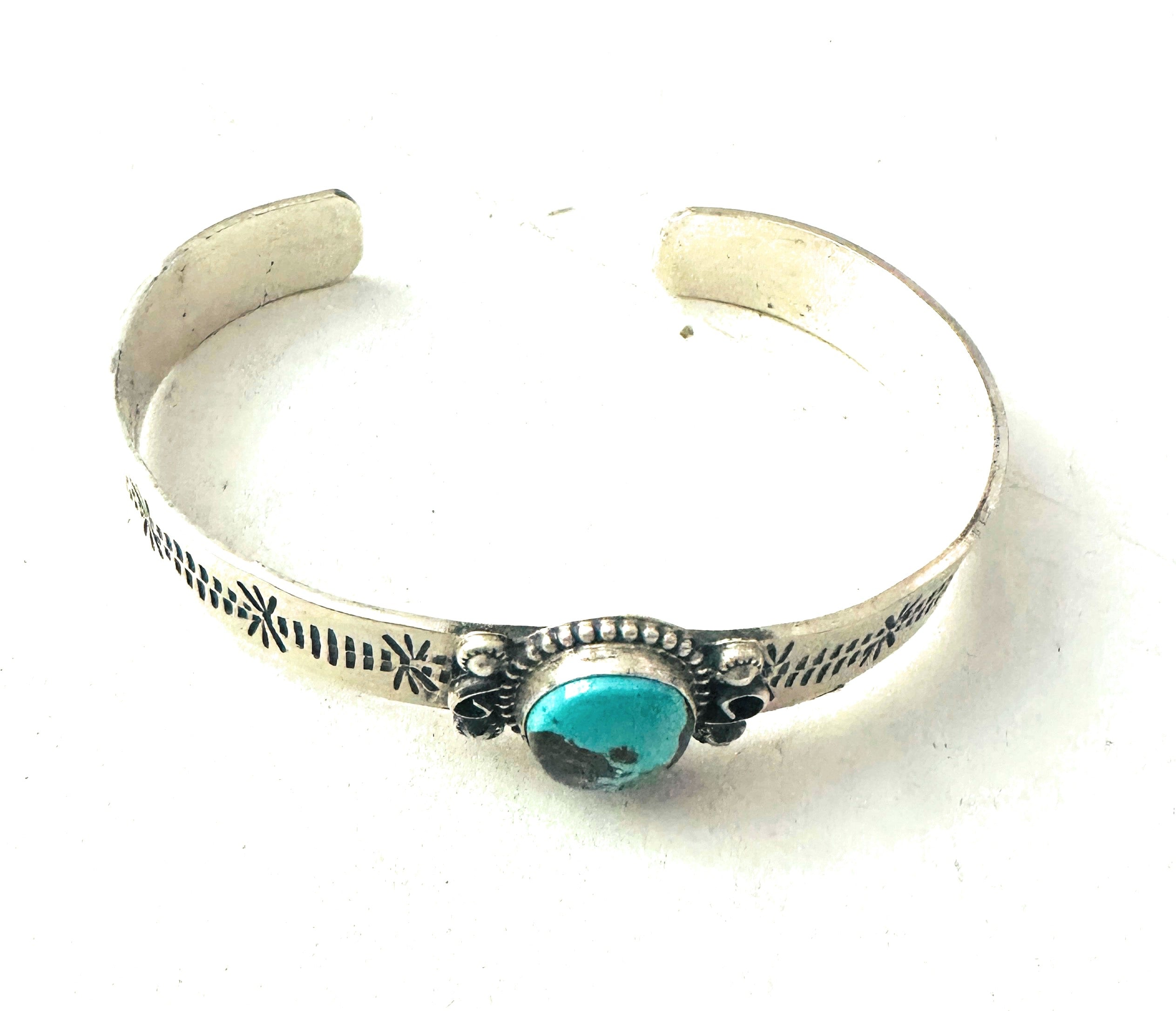 Navajo Kingman Turquoise & Sterling Silver Cuff Bracelet