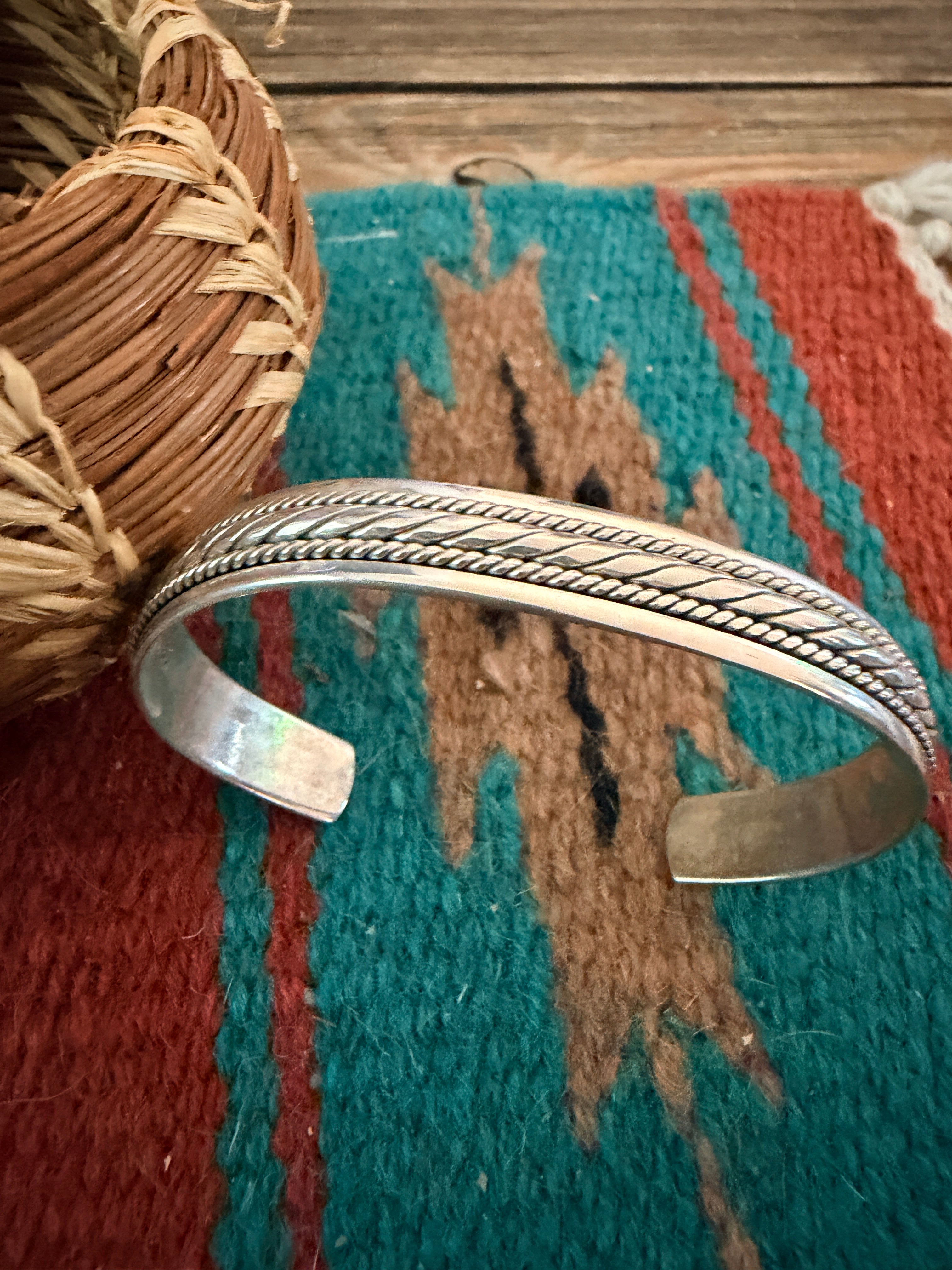 Handcrafted Old Pawn Sterling Silver Cuff Bracelet