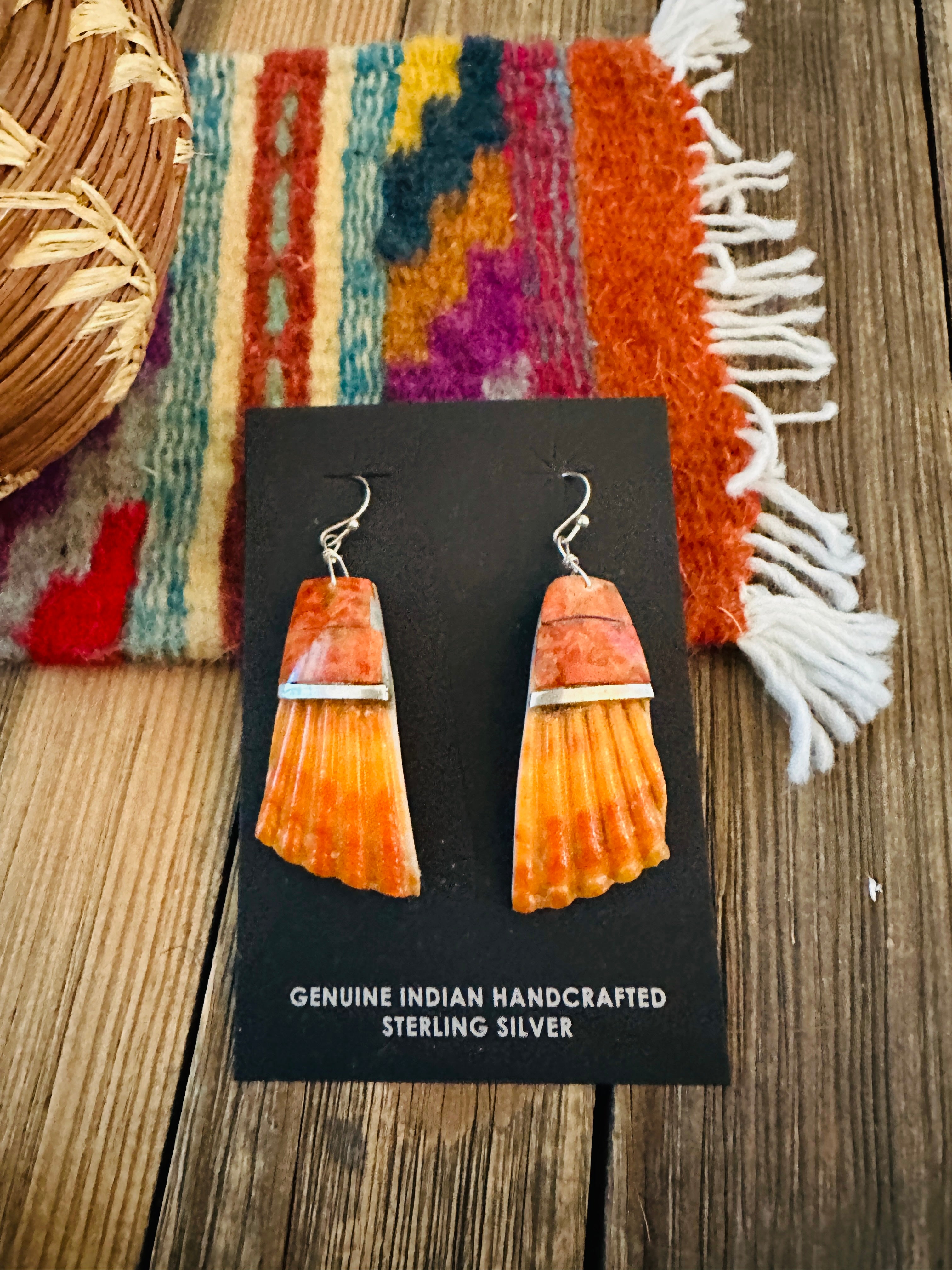 Handcrafted Spiny Oyster Shell Dangle Earrings