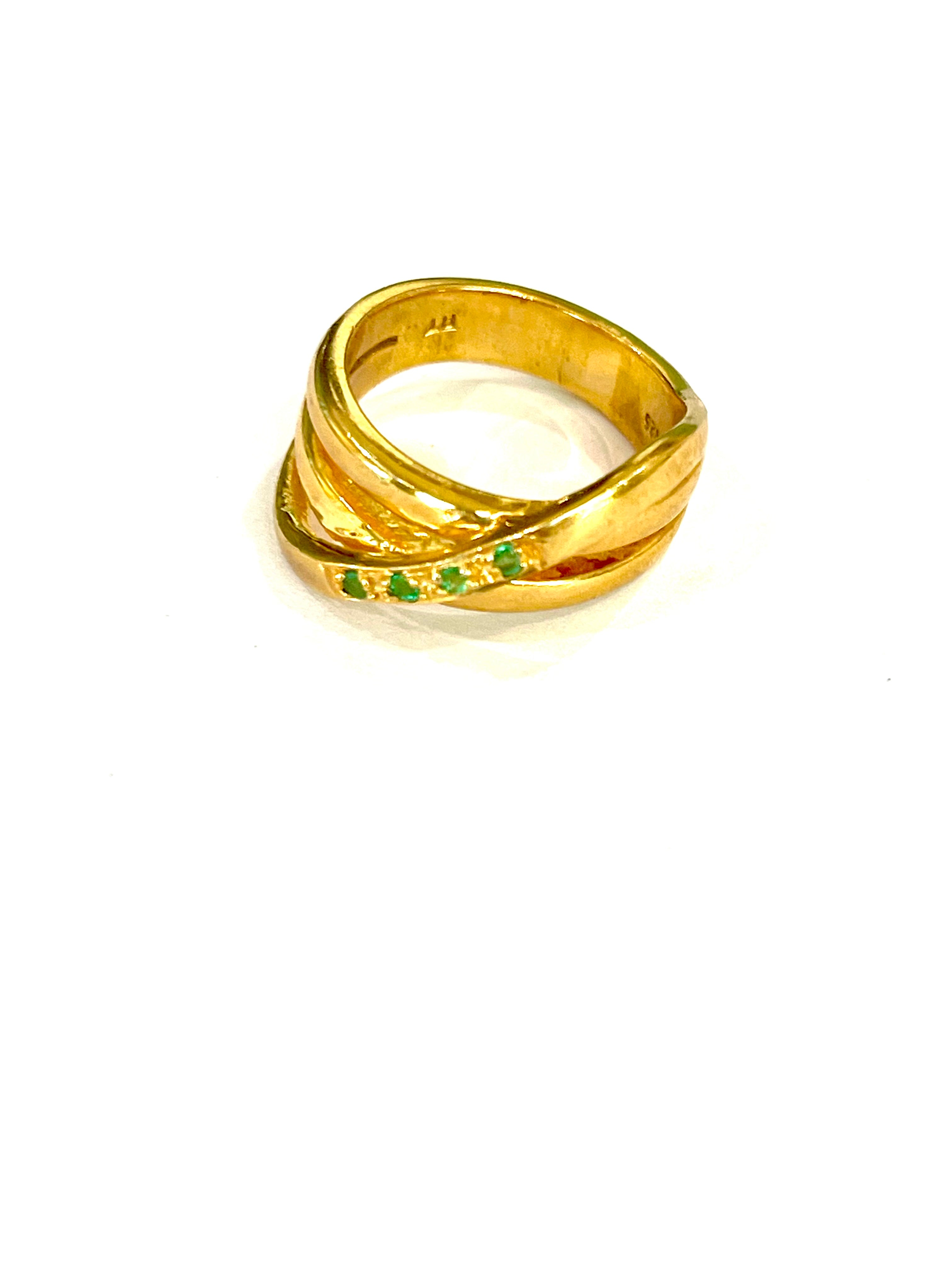 Vintage Handmade Gold Plated Stack Ring Sz 5.5