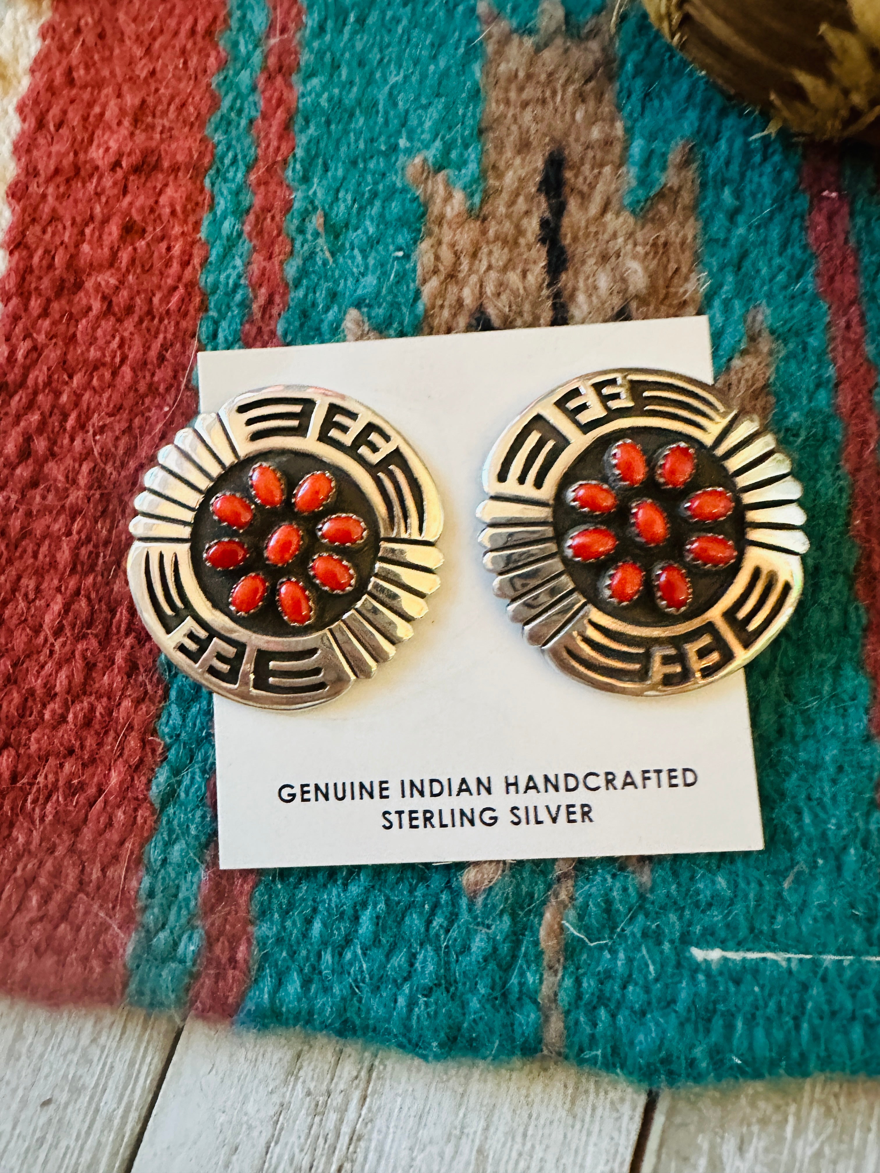 Handcrafted Coral & Sterling Silver Post Earrings